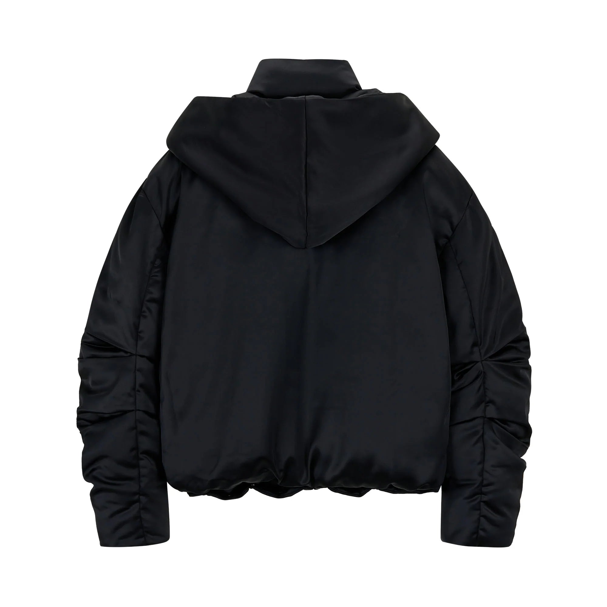 SAVAGEGROWTHWORLD Detachable Hood Satin Oversized Bomber Jacket