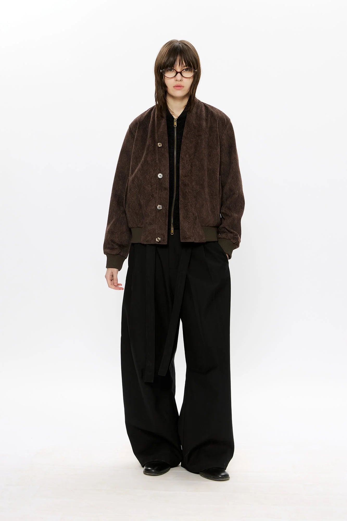 KREATE Belted Pleated Wide-Leg Trousers