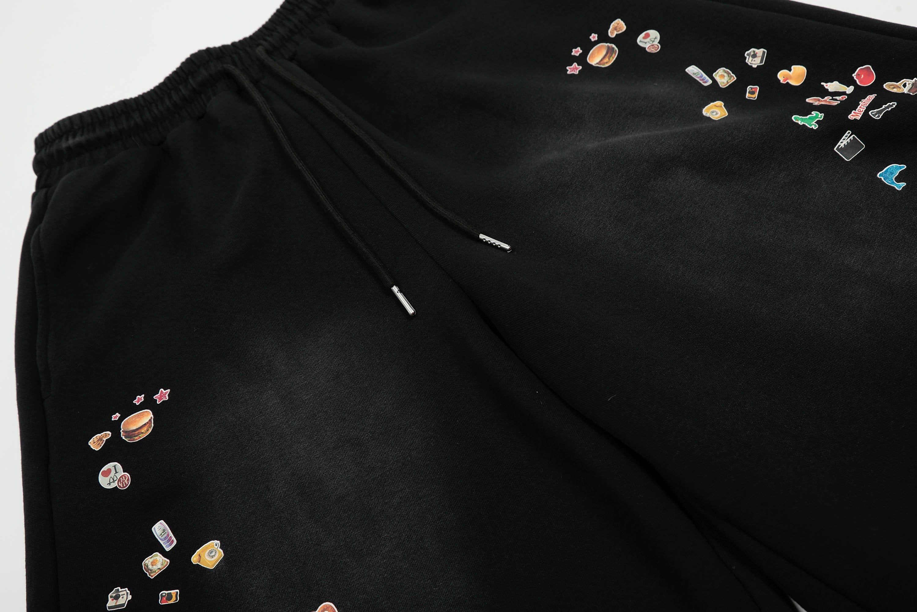 CLP Washed Stickers Drawstring Shorts