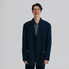 WIID Braid-Trim Flap Pockets Oversized Blazer