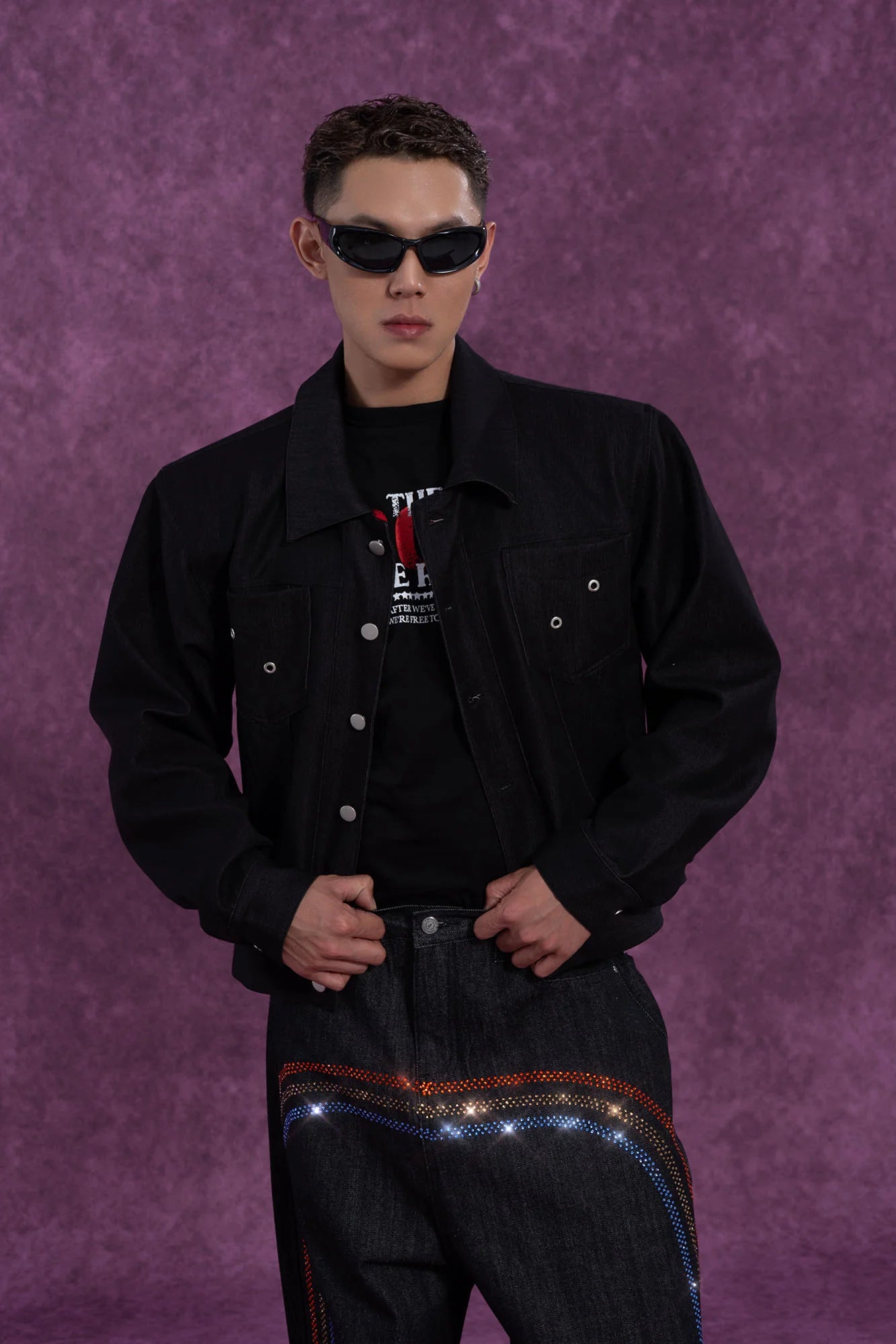 CLP Cropped Shoulder Padding Denim Jacket