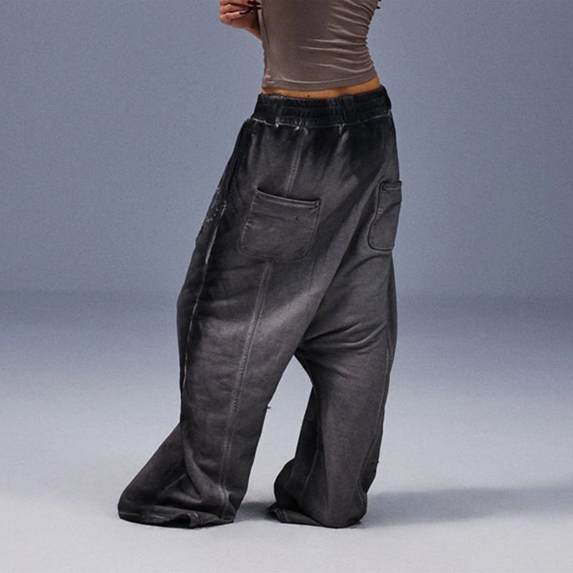 TECNINEGROUP Middle-Panel Washed Drop-Crotch Sweatpants
