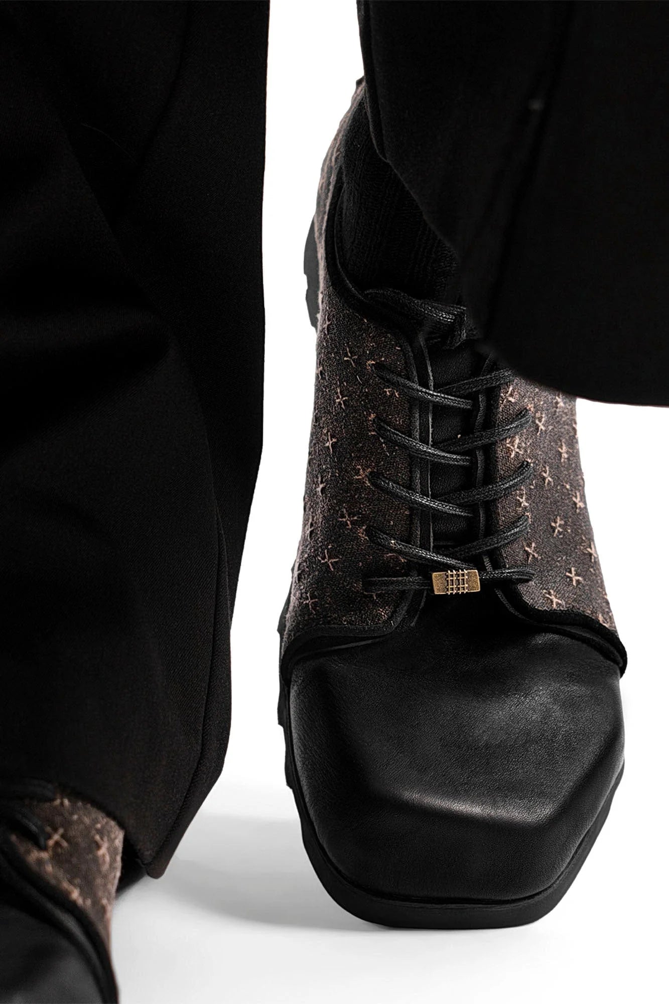 REWRITE Silk Panel Square-Toe Derby Shoes
