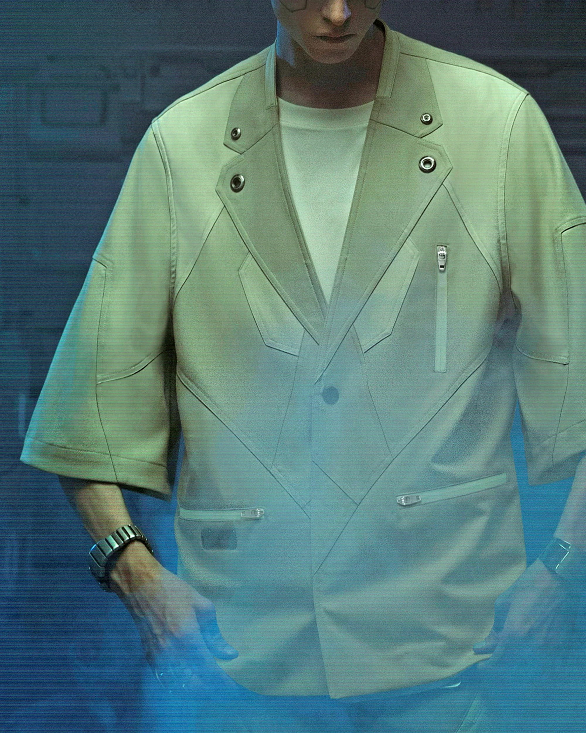 XIPHEVIL Demiurge IV Mesh Metal Short-Sleeve Blazer Green