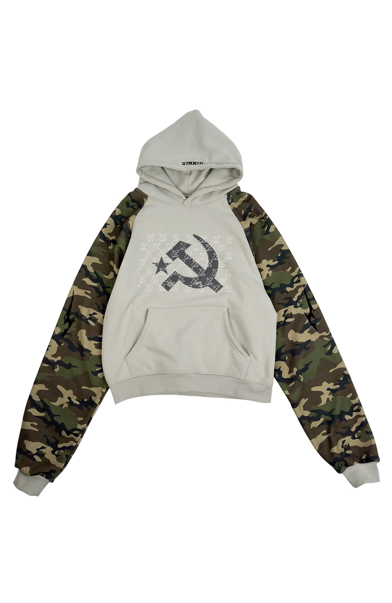 VINKID Embroidered Camo Raglan Panel Hoodie