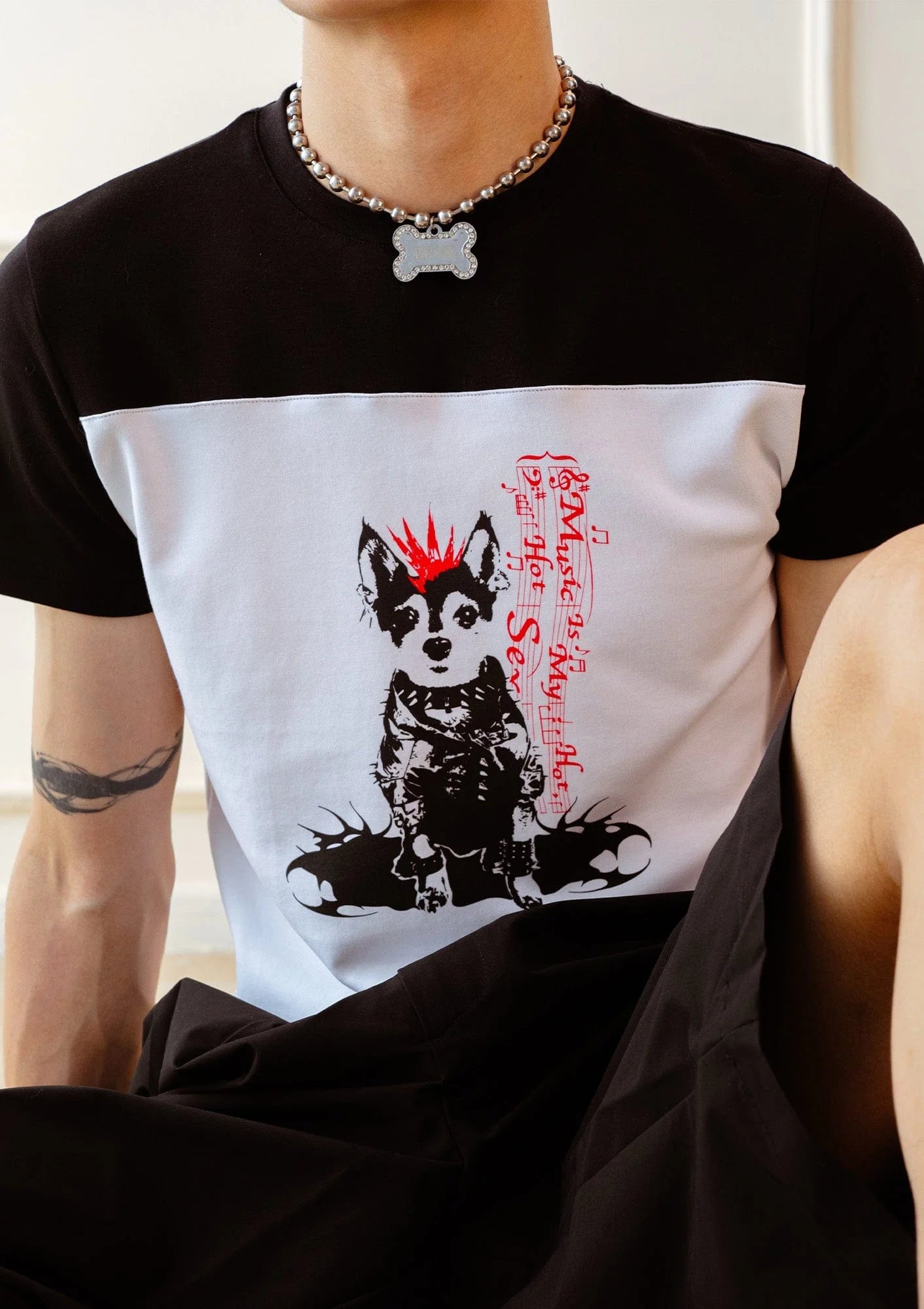KADAKADA Punk Pup Graphic Spliced T-Shirt