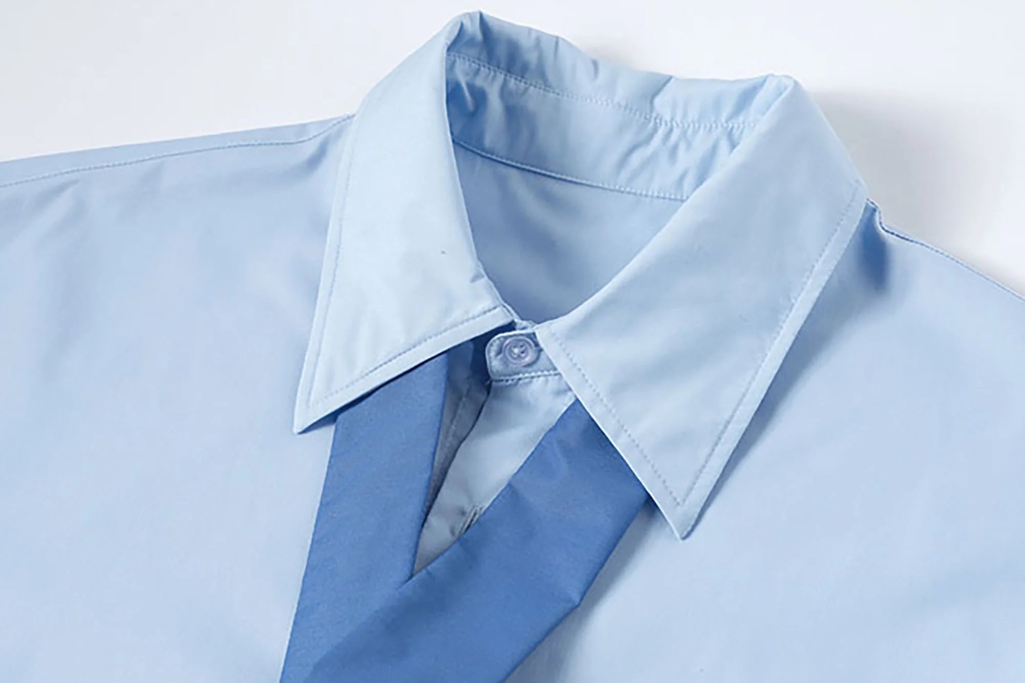 TUIMU Cross Tie Detachable Sleeve Shirt