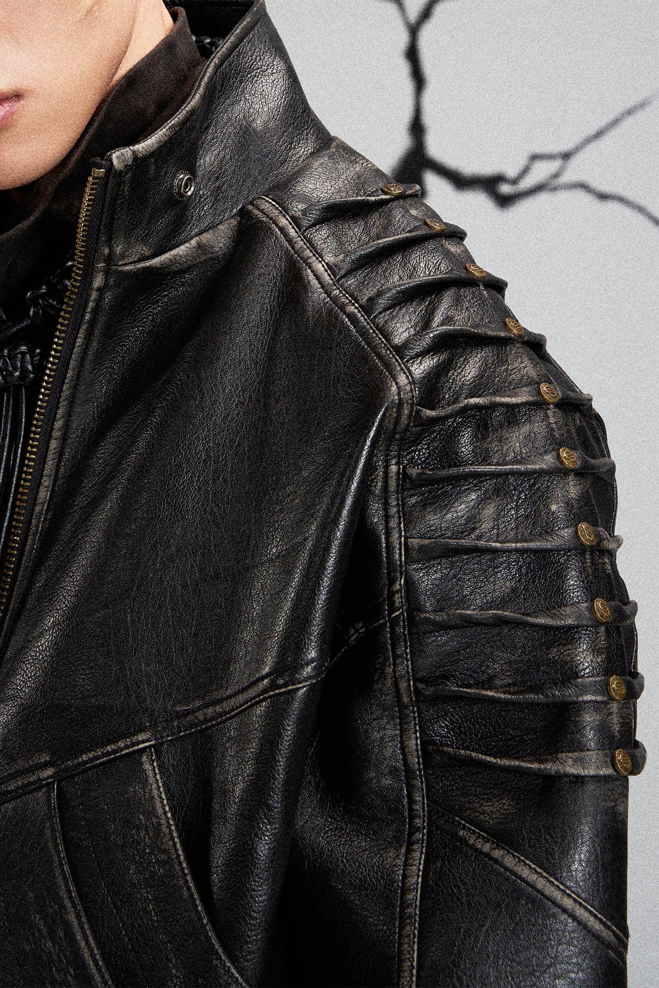 FLYERRER Mutation Exoskeleton Deconstructed Faux Leather Jacket