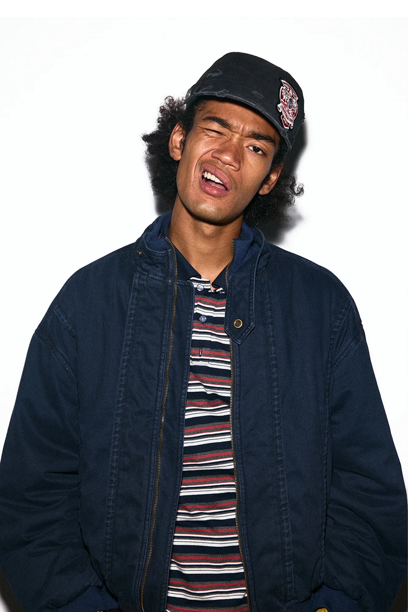 TRECLUB Check-Lined Mock-Neck Puffer Jacket