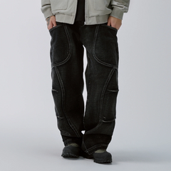 F2CE Washed Deconstructed Oversized Denim Cargo Pants