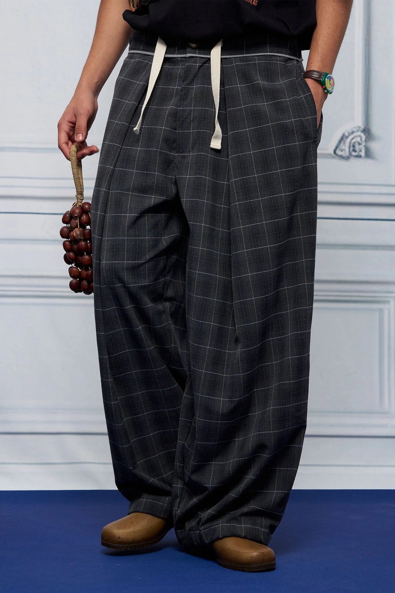 UNLIMITED MOTE Pleated Drawstring Wide-Leg Pants
