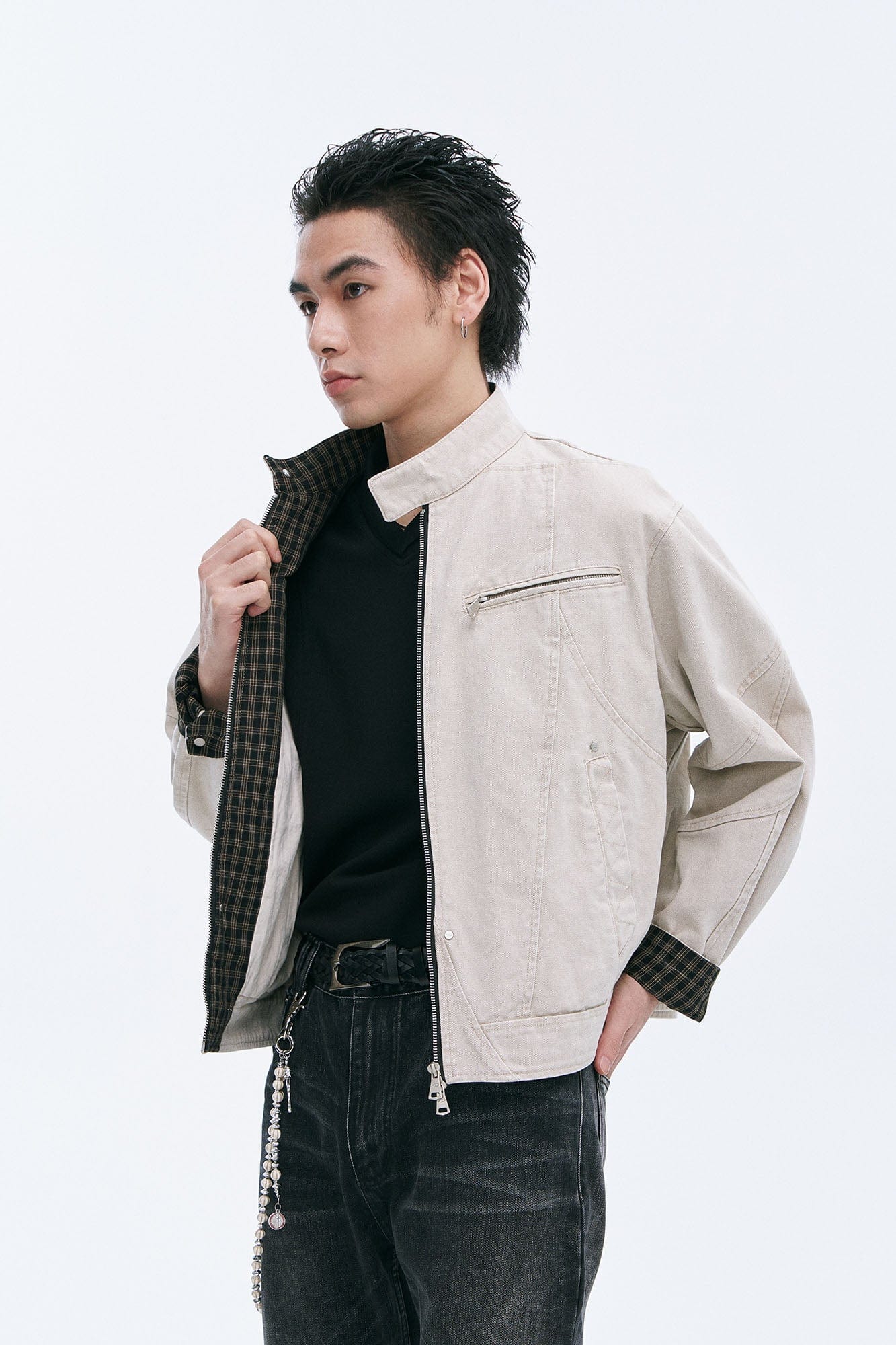 CATSSTAC Check-Lined Harrington Jacket