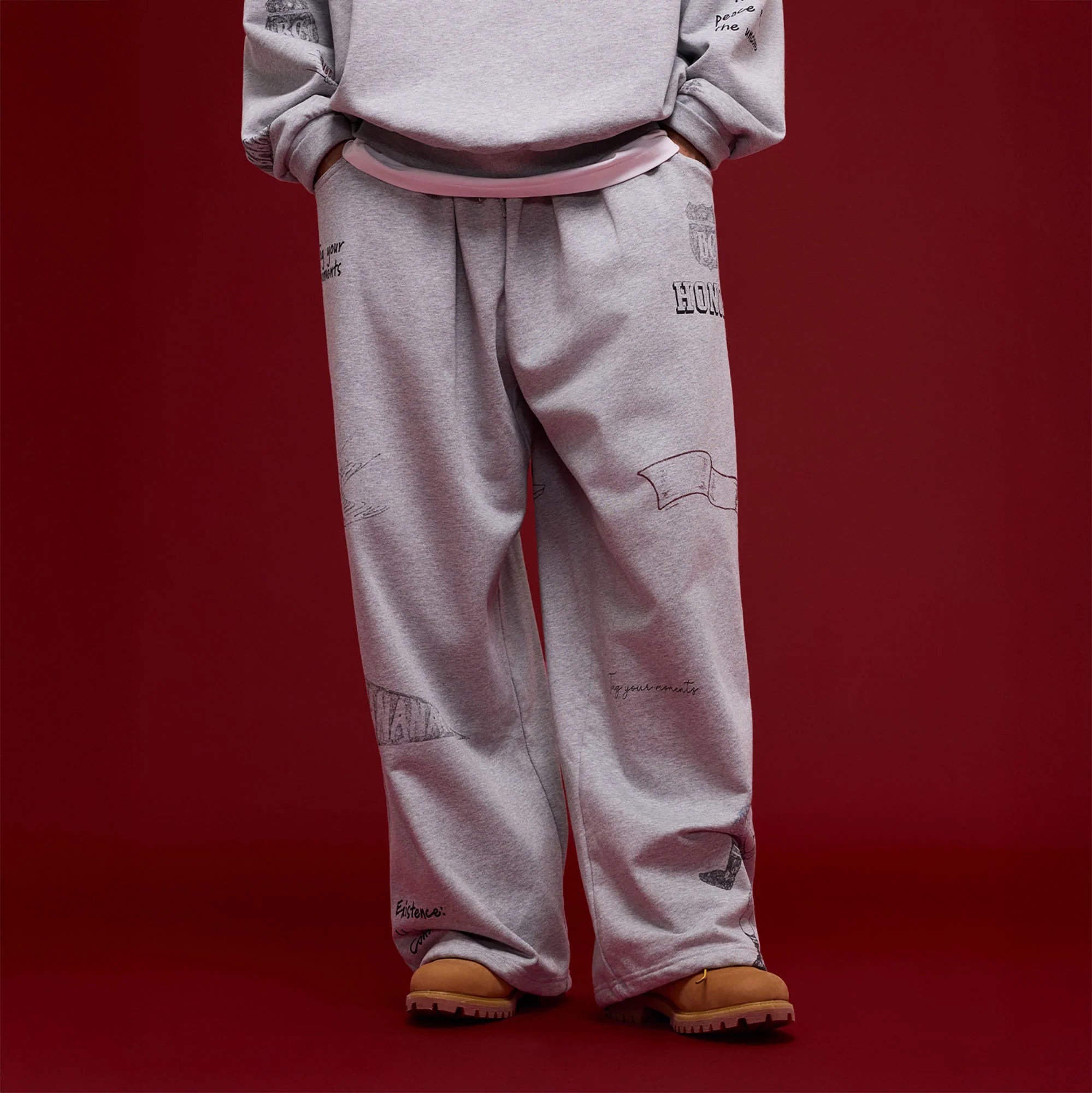 BANANA CLUB Classic Doodle Graphic Sweatpants