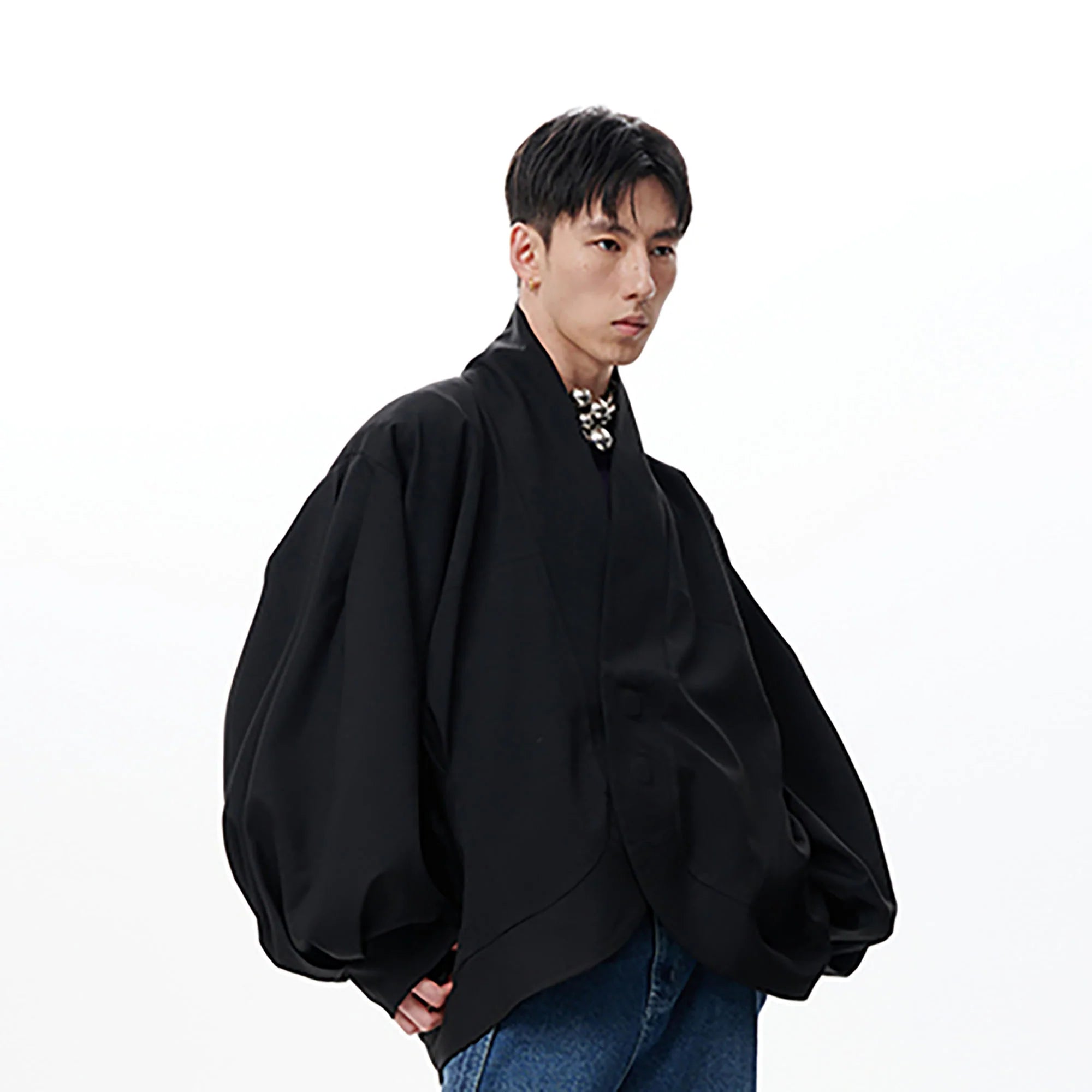TUIMU Structured Lantern Sleeve Oversized Jacket