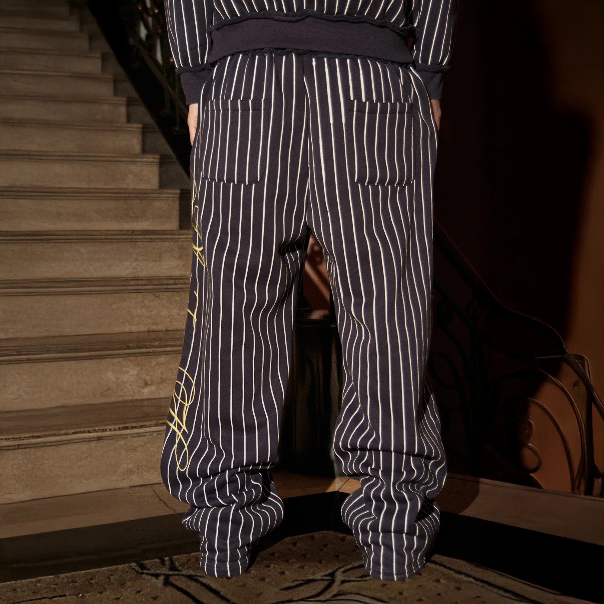 PHANTOMHUNTER Stripe Embroidered Studded Pants