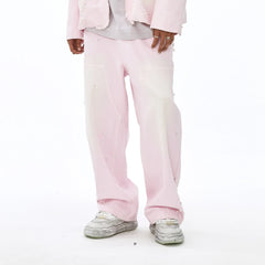 VANN VALRENCE Washed Beaded Double-Knee Trousers