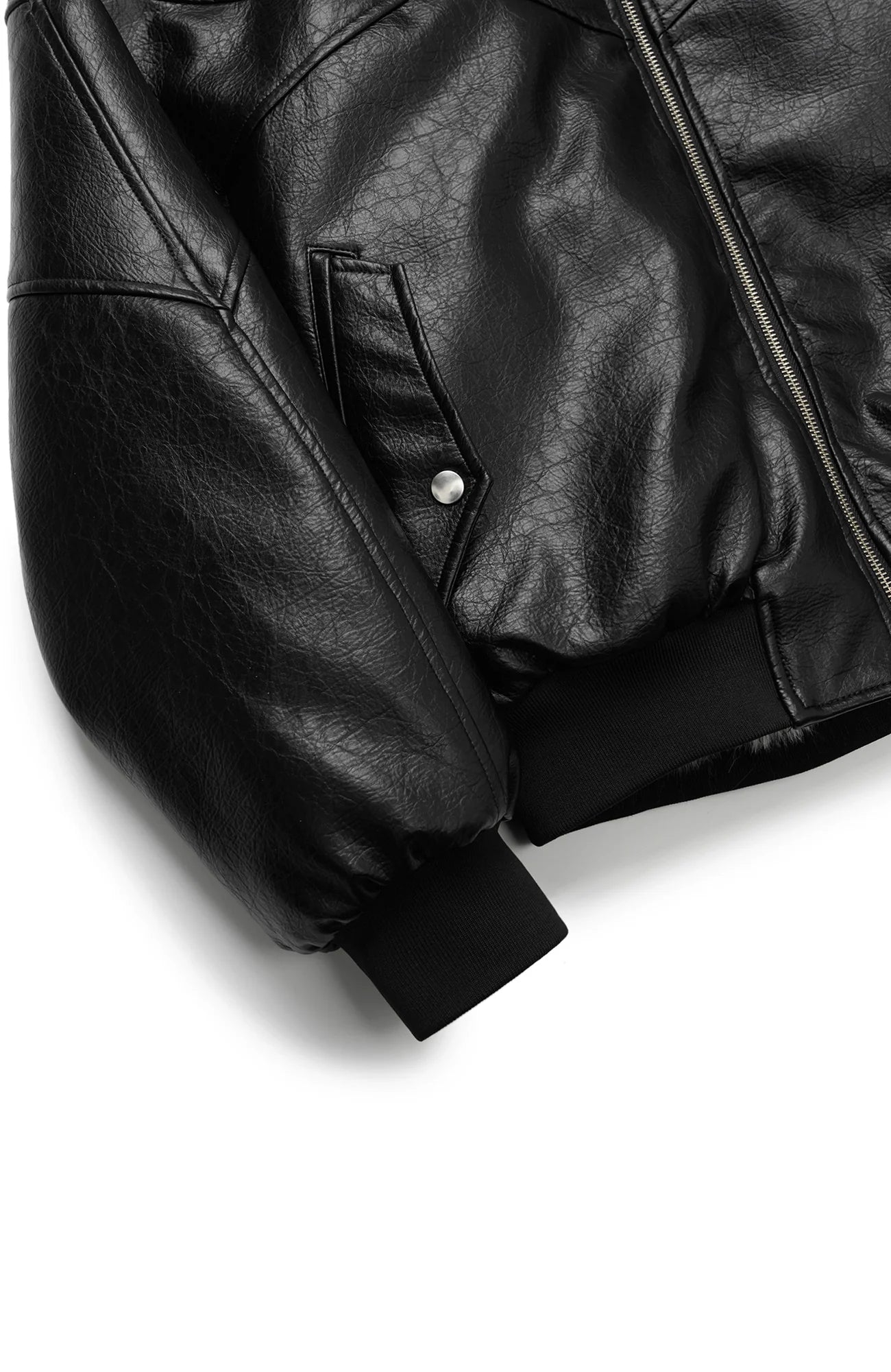 OKAYTHXBYE Faux Leather Fur-Lined Bomber