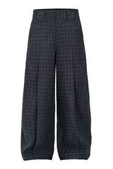 ESAIAS Retro Plaid Pleated Wide-Leg Pants
