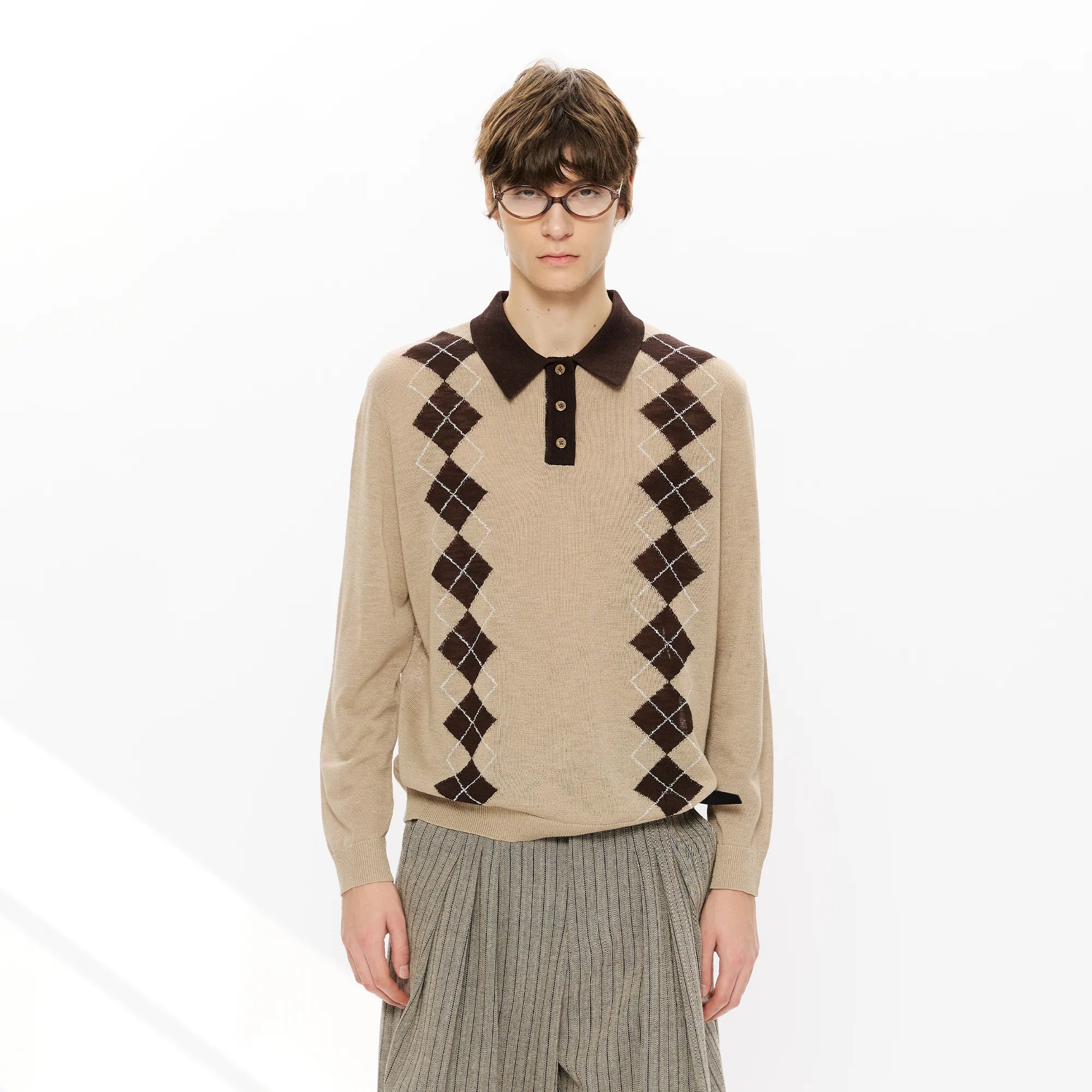 KREATE Retro Argyle Polo Sweater