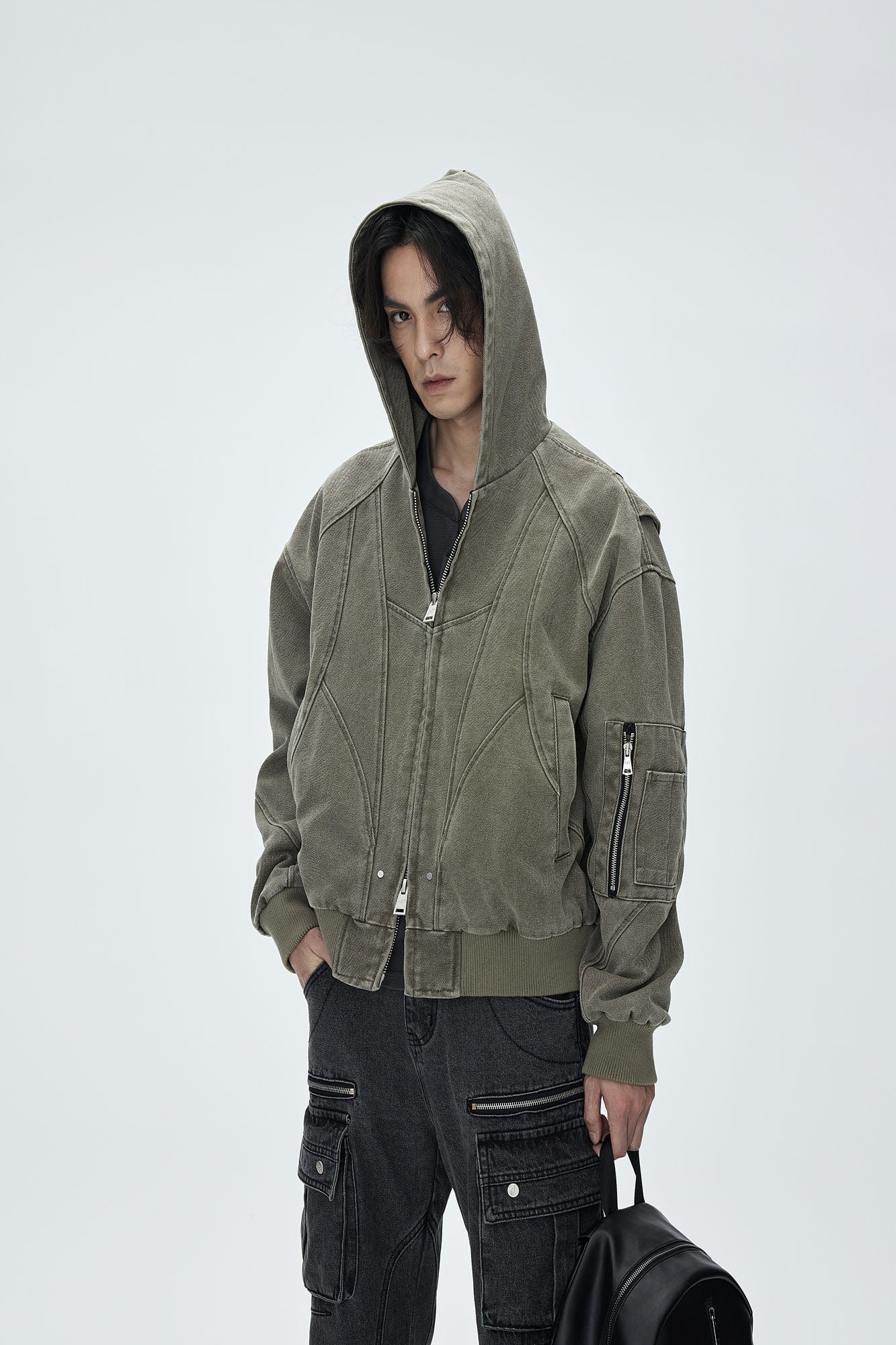 CATSSTAC Deconstructed Paneled Washed Hooded Jacket
