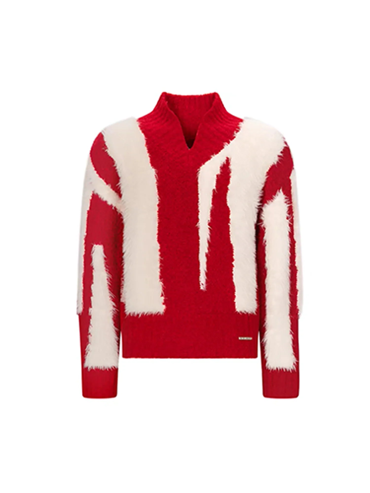 TIWILLTANG Fuzzy Faux-Mink Contrast Sweater