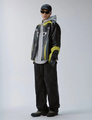 F2CE Contrast Panel Embroidered Moto Jacket