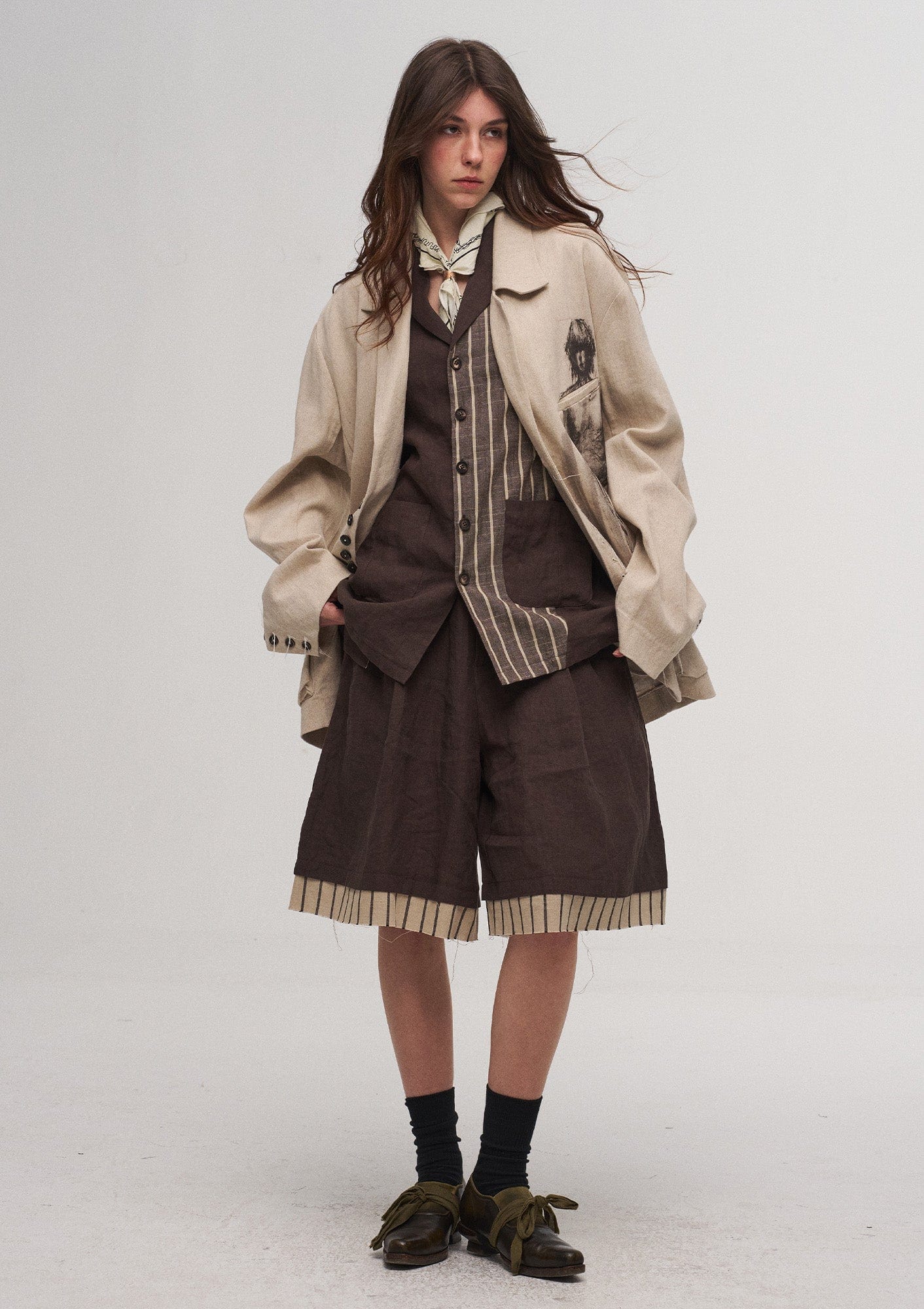 ILNya Nieternite Nifutur Ink Portrait Cotton-Linen Jacket
