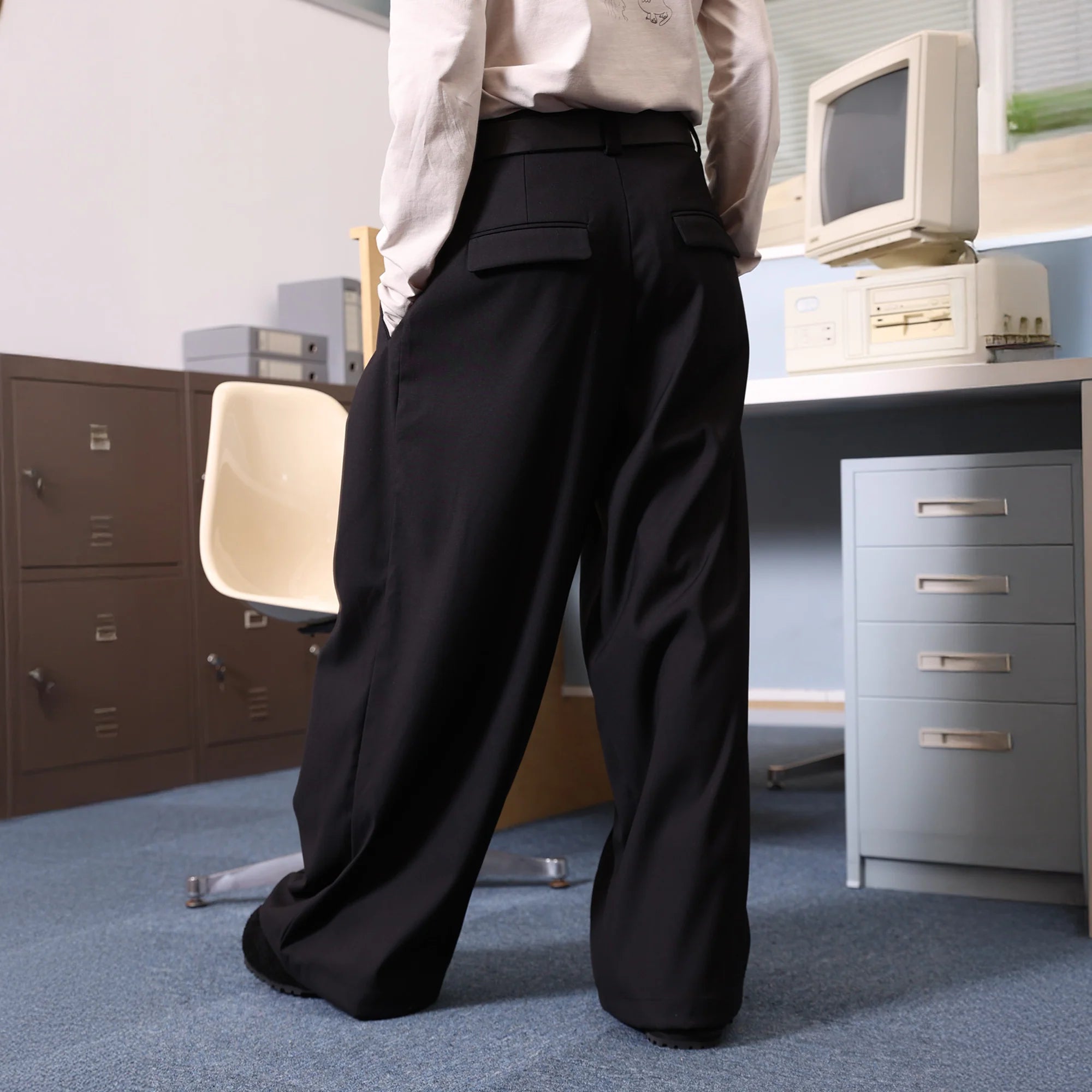 ERROR CODE ROBOT Essential Pleated Wide-Leg Trousers