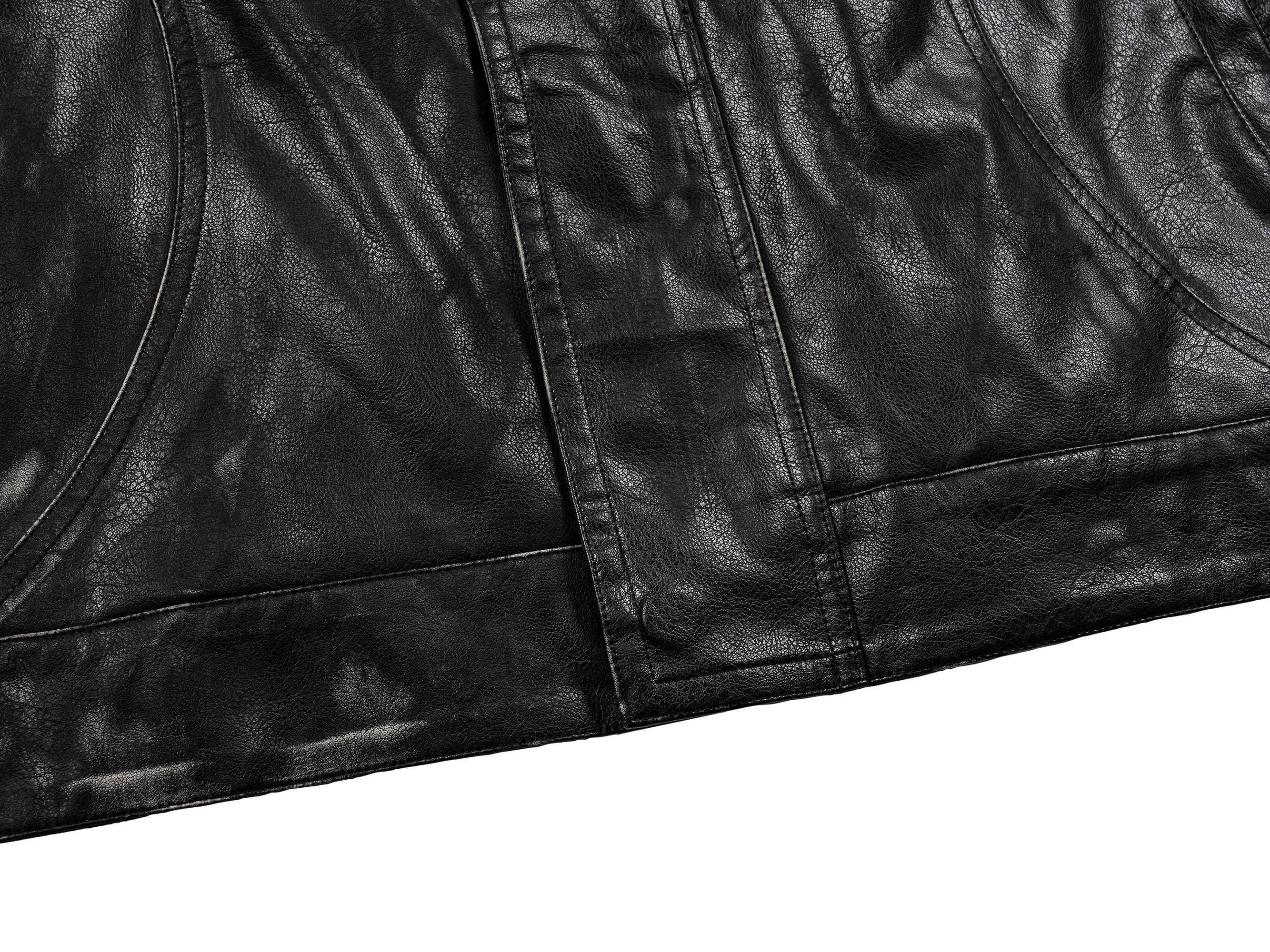 UNDERWATER Distressed Midnight Fang Faux Leather Biker Jacket