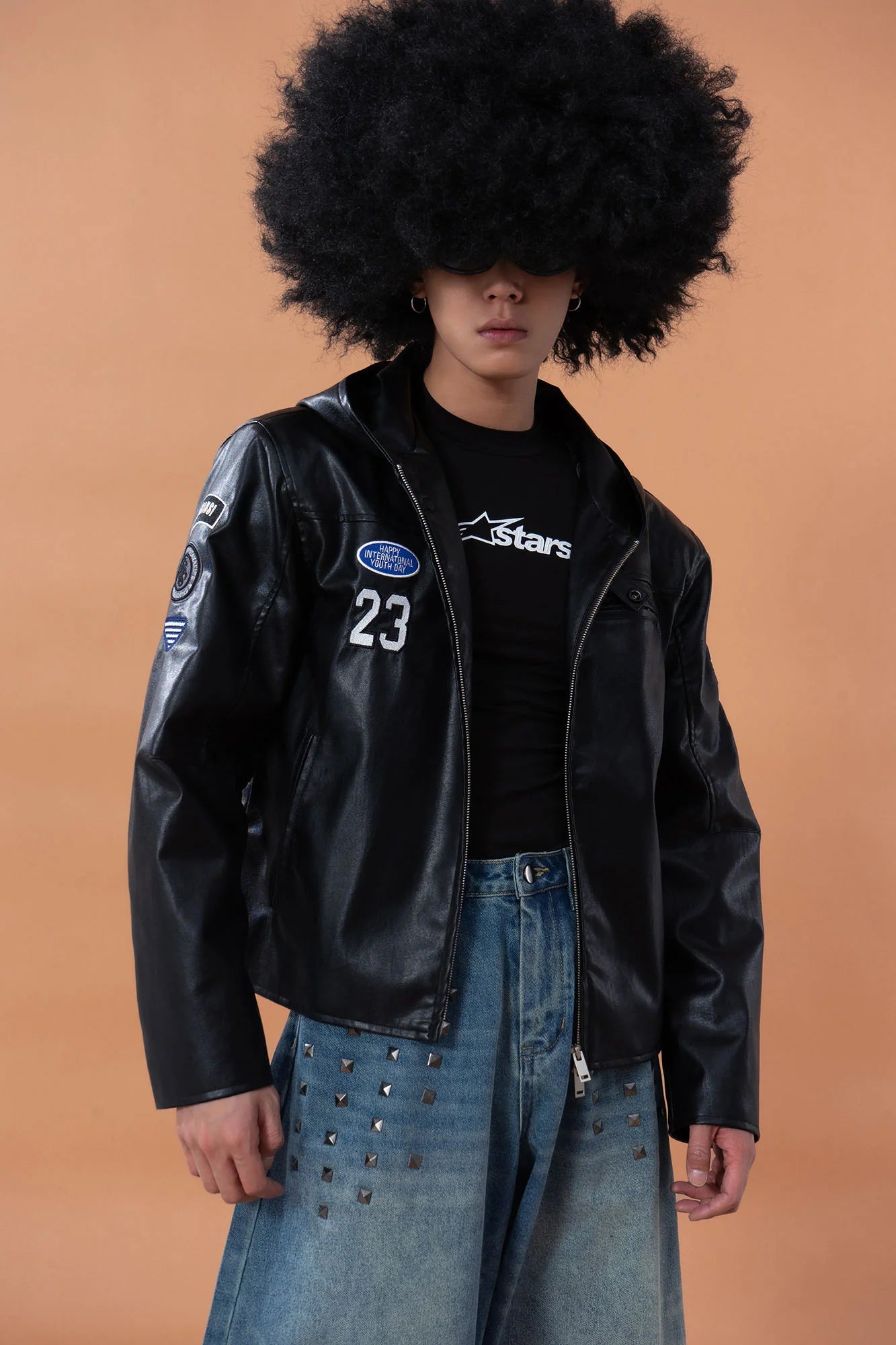 CLP Badge Patch Hooded PU Jacket