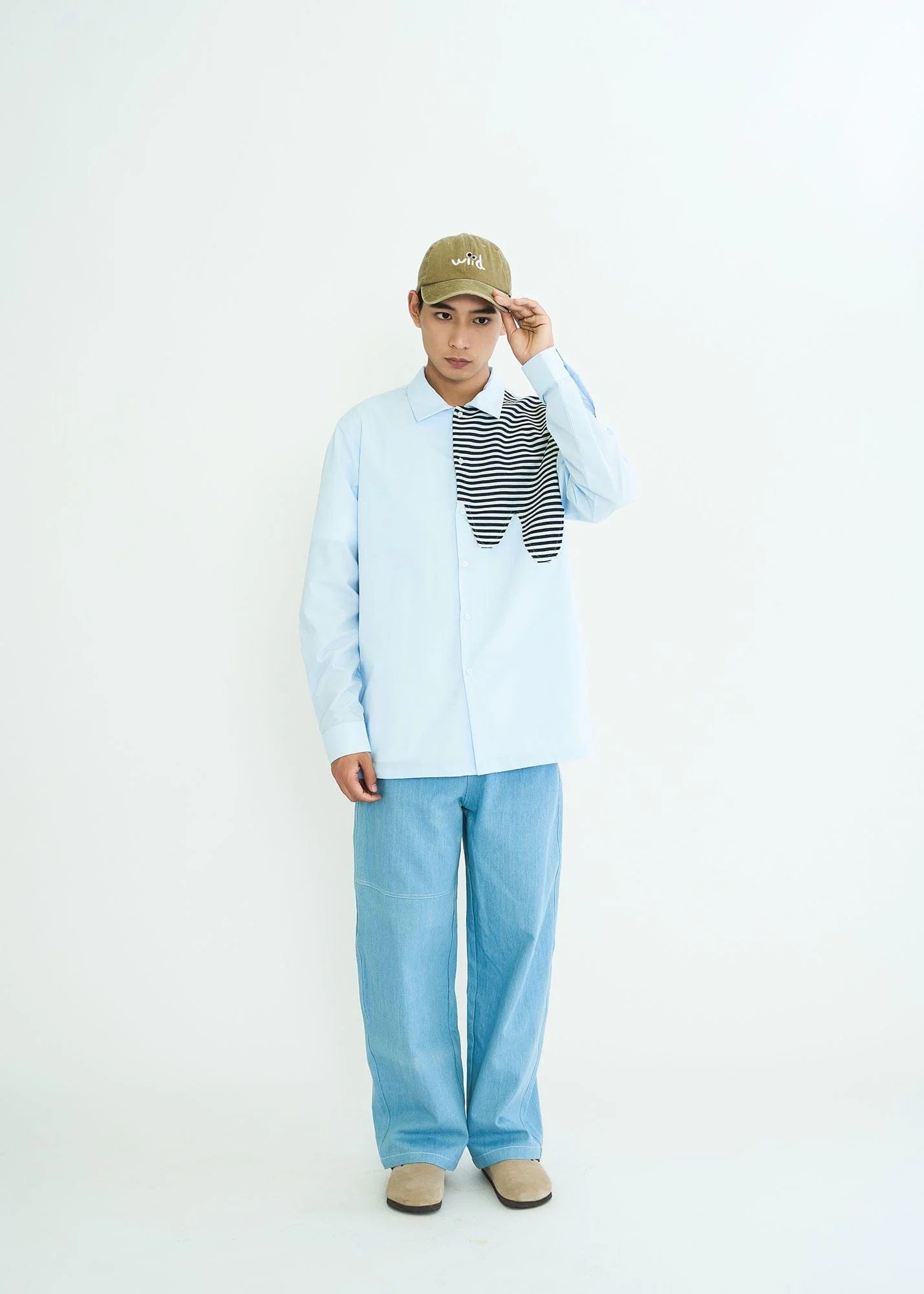 WIID Stripes Asymmetrical Patch Shirt