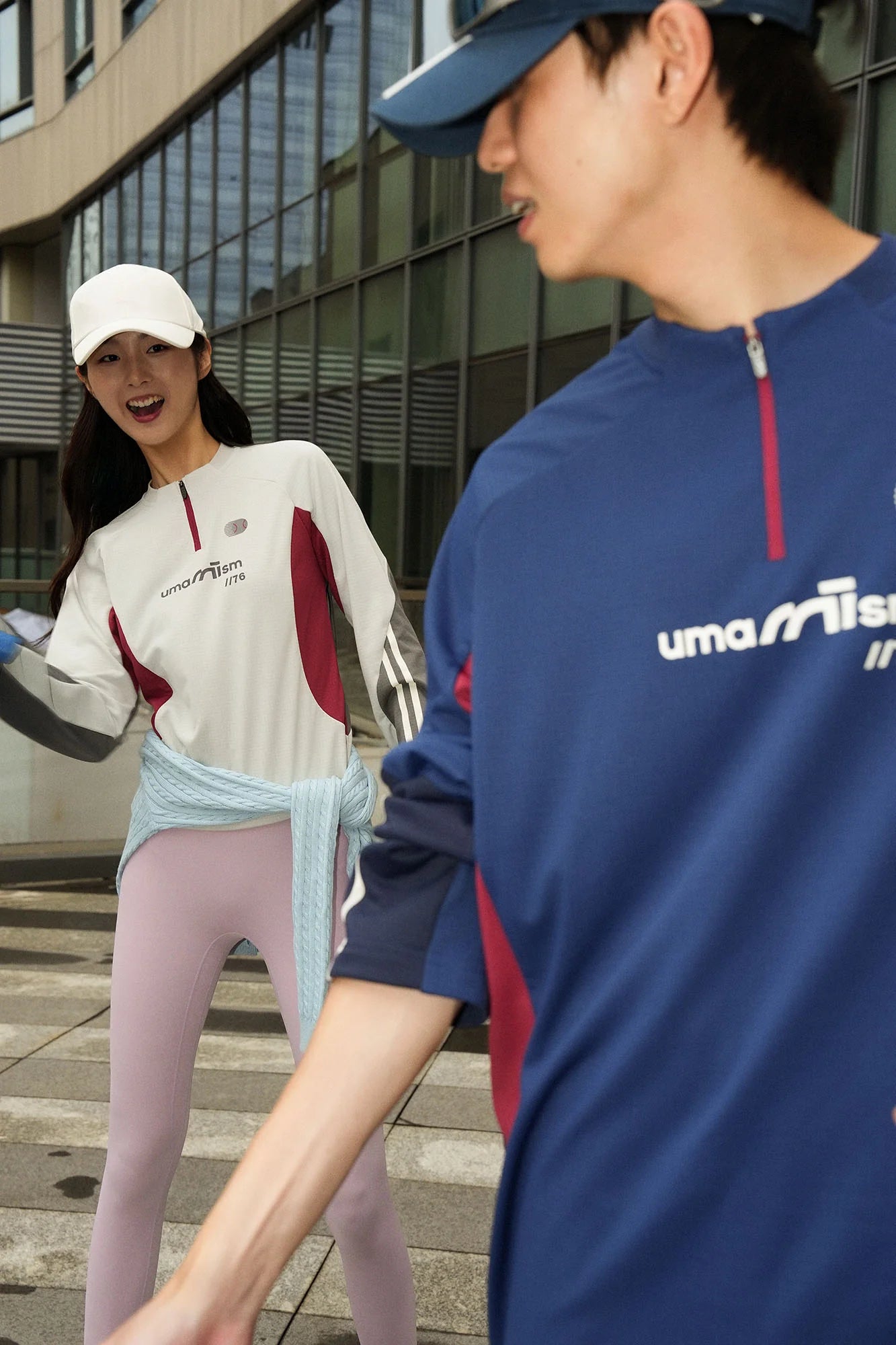 UMAMIISM Raglan Striped Fleece-Lined Sweatshirt
