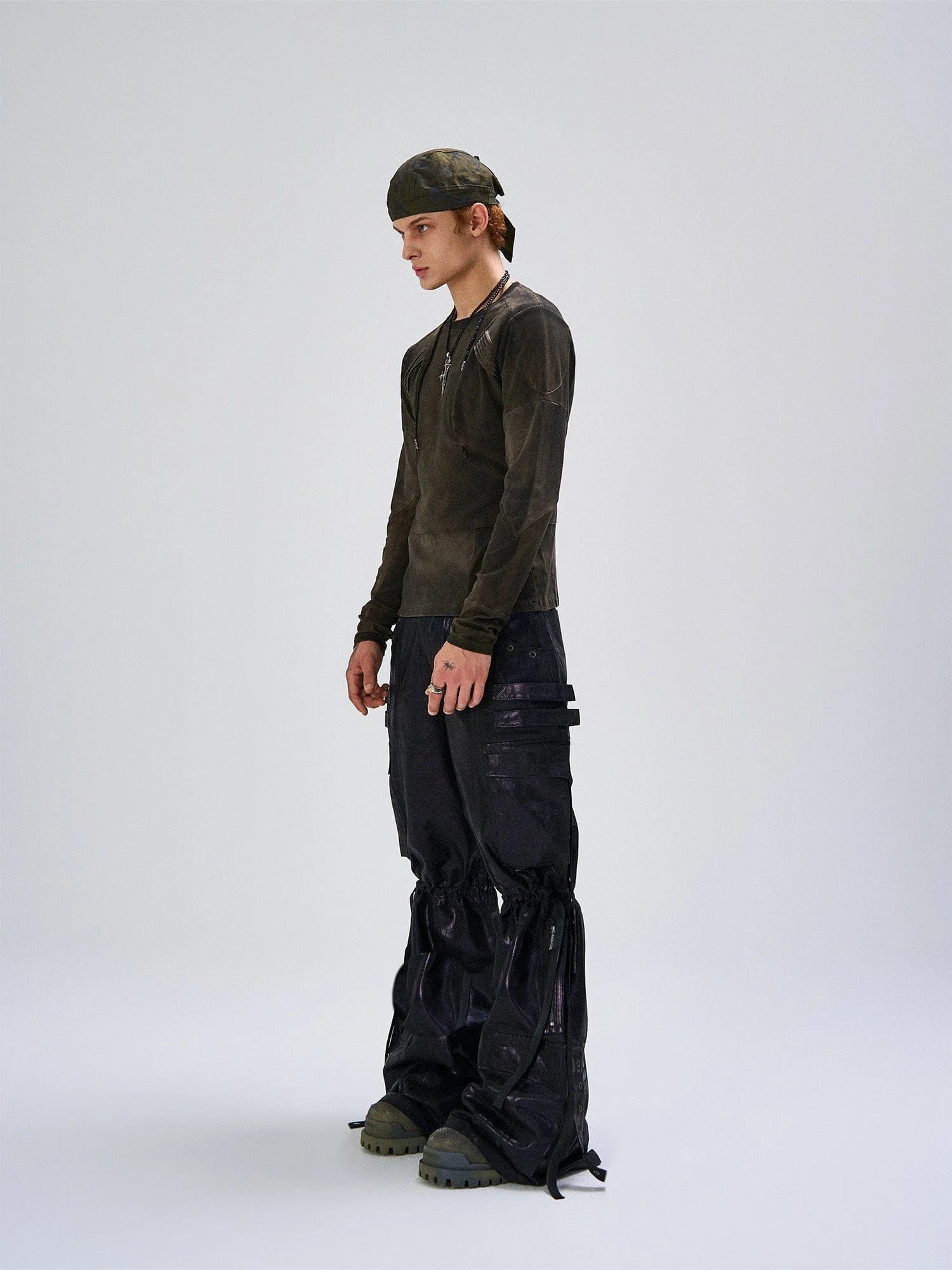 FLYERRER Washed Panelled Slim-Fit Long-Sleeve Tee