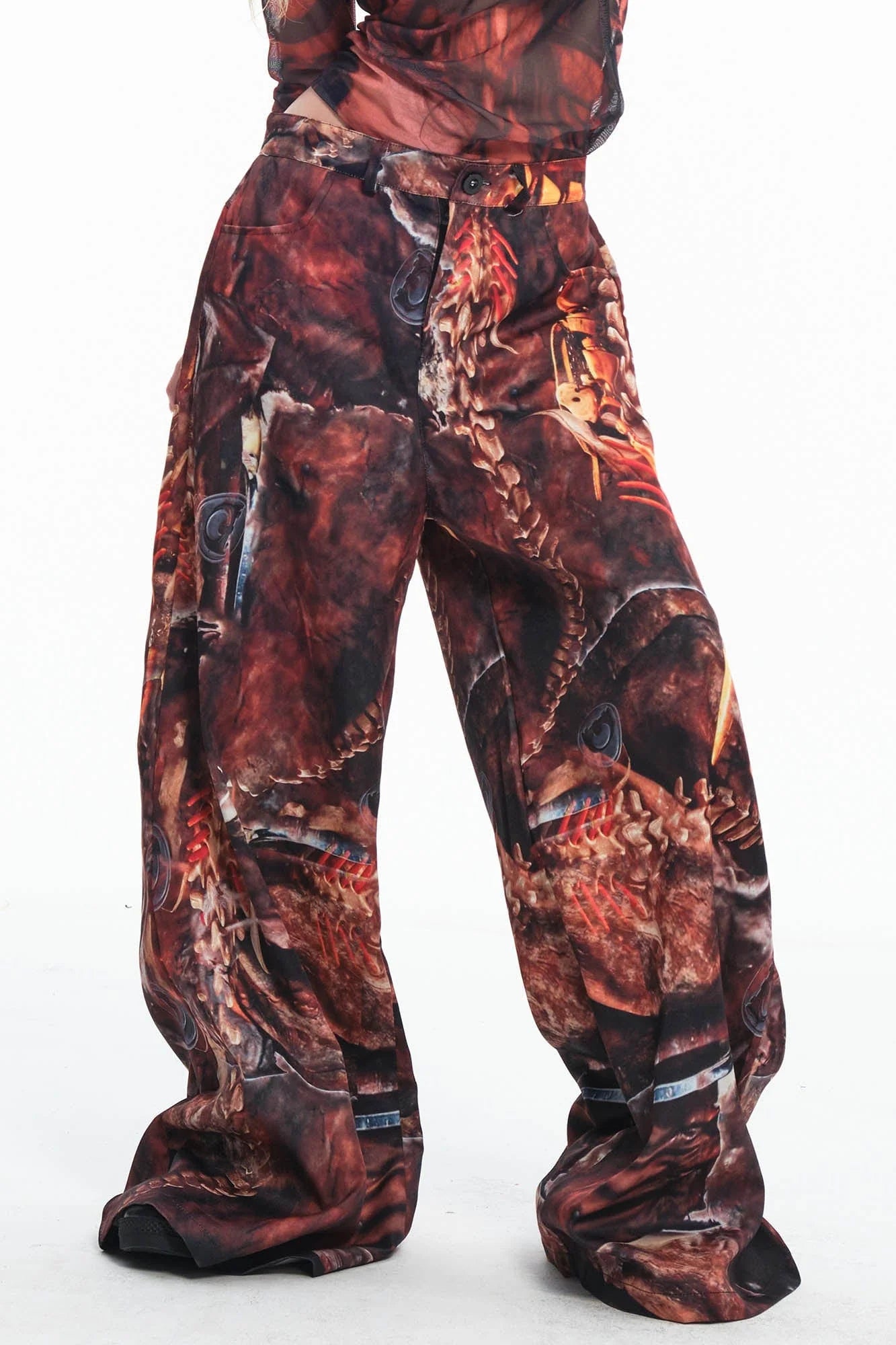 EMBRYO Tribal Skeleton Jewel Full-Print Wide-Leg Pants