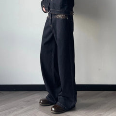 OKAYTHXBYE Floral Paneled Waist Raw Jeans