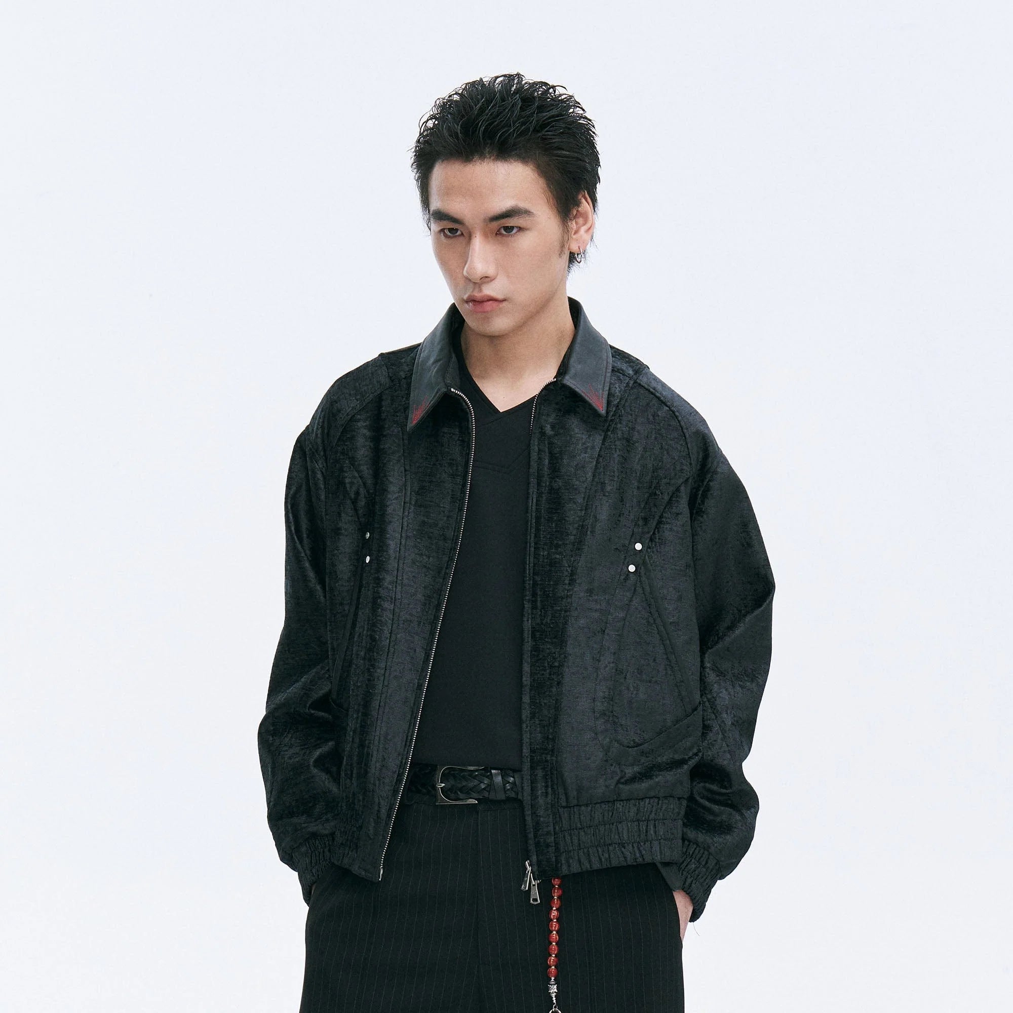 CATSSTAC Velvet Leather-Collar Elastic Jacket