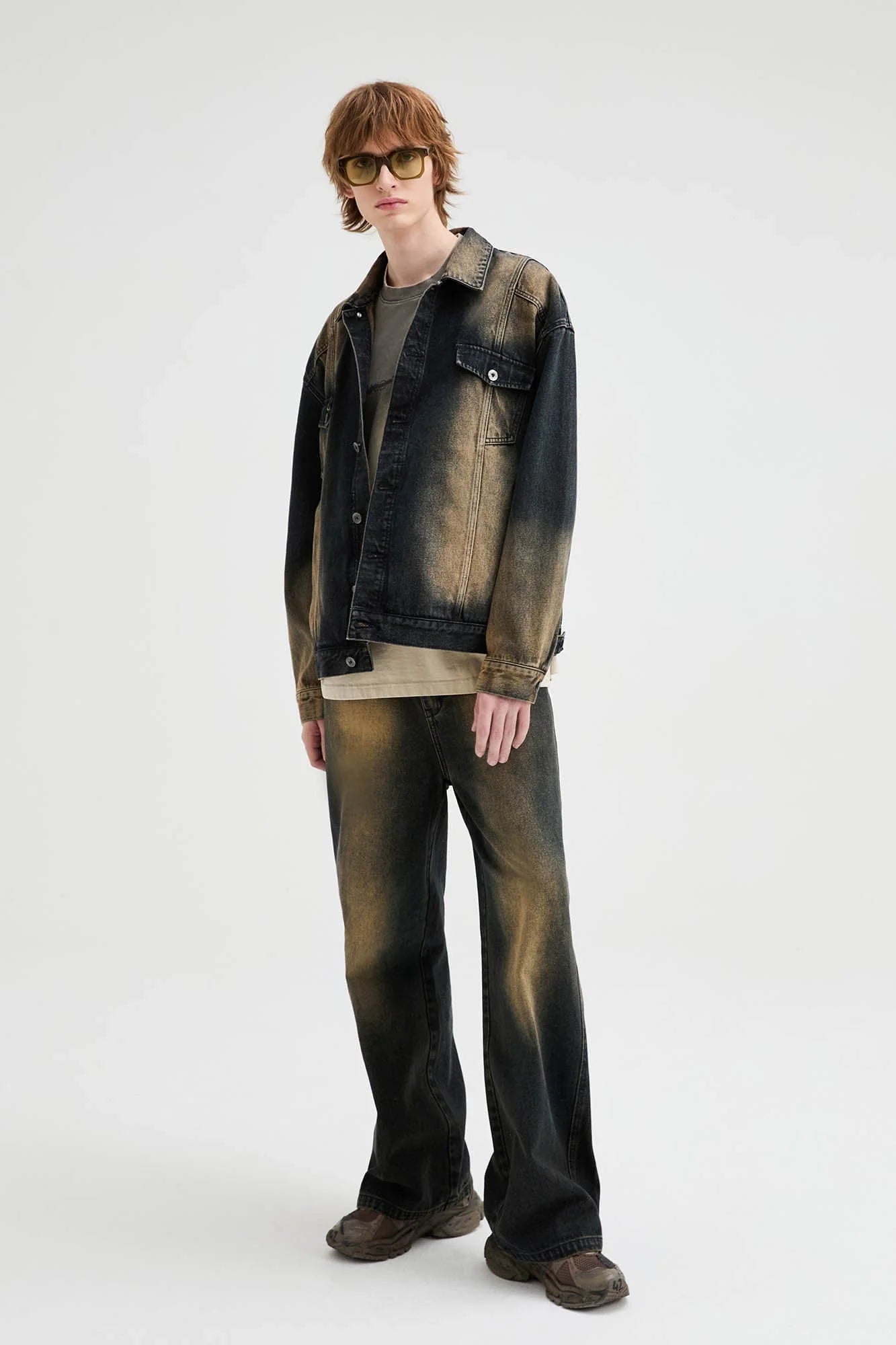 ORGANIC EMOTION Faded Spliced Pocket Denim Jacket