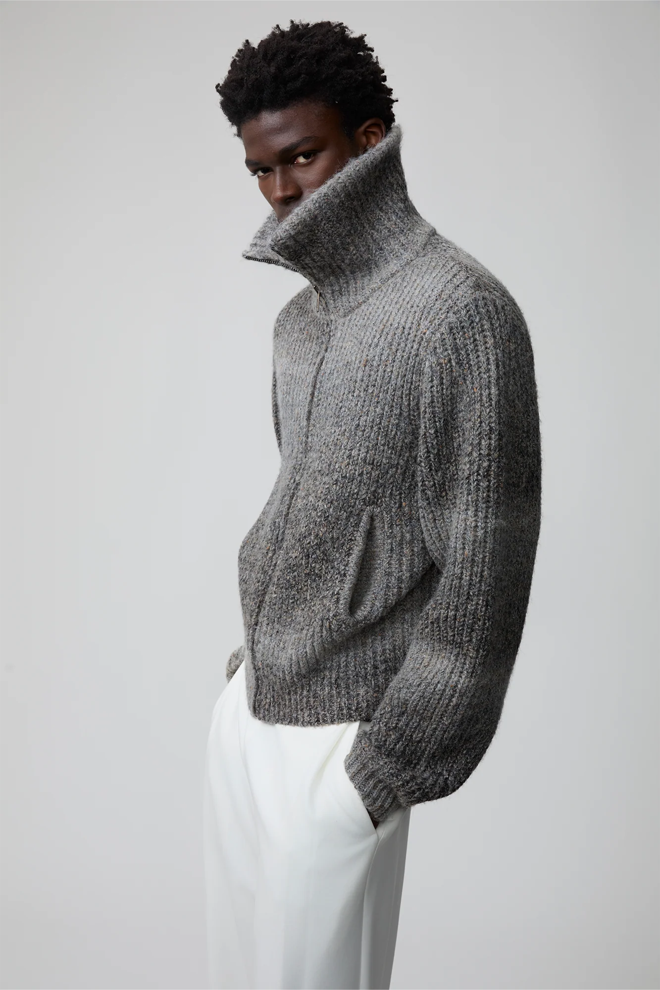 OPICLOTH Gradient Oversized Knit Zip-Up Cardigan