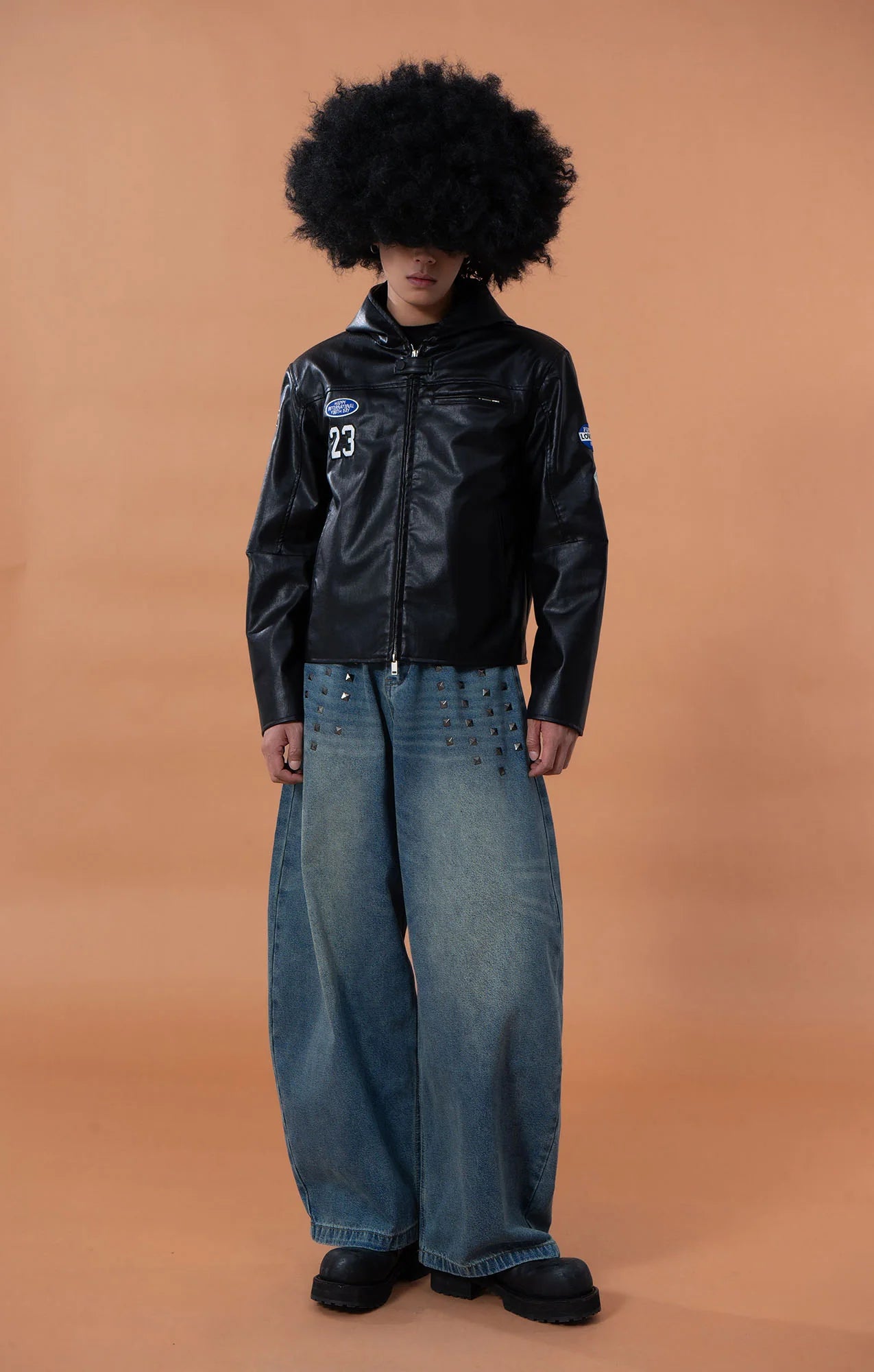 CLP Badge Patch Hooded PU Jacket