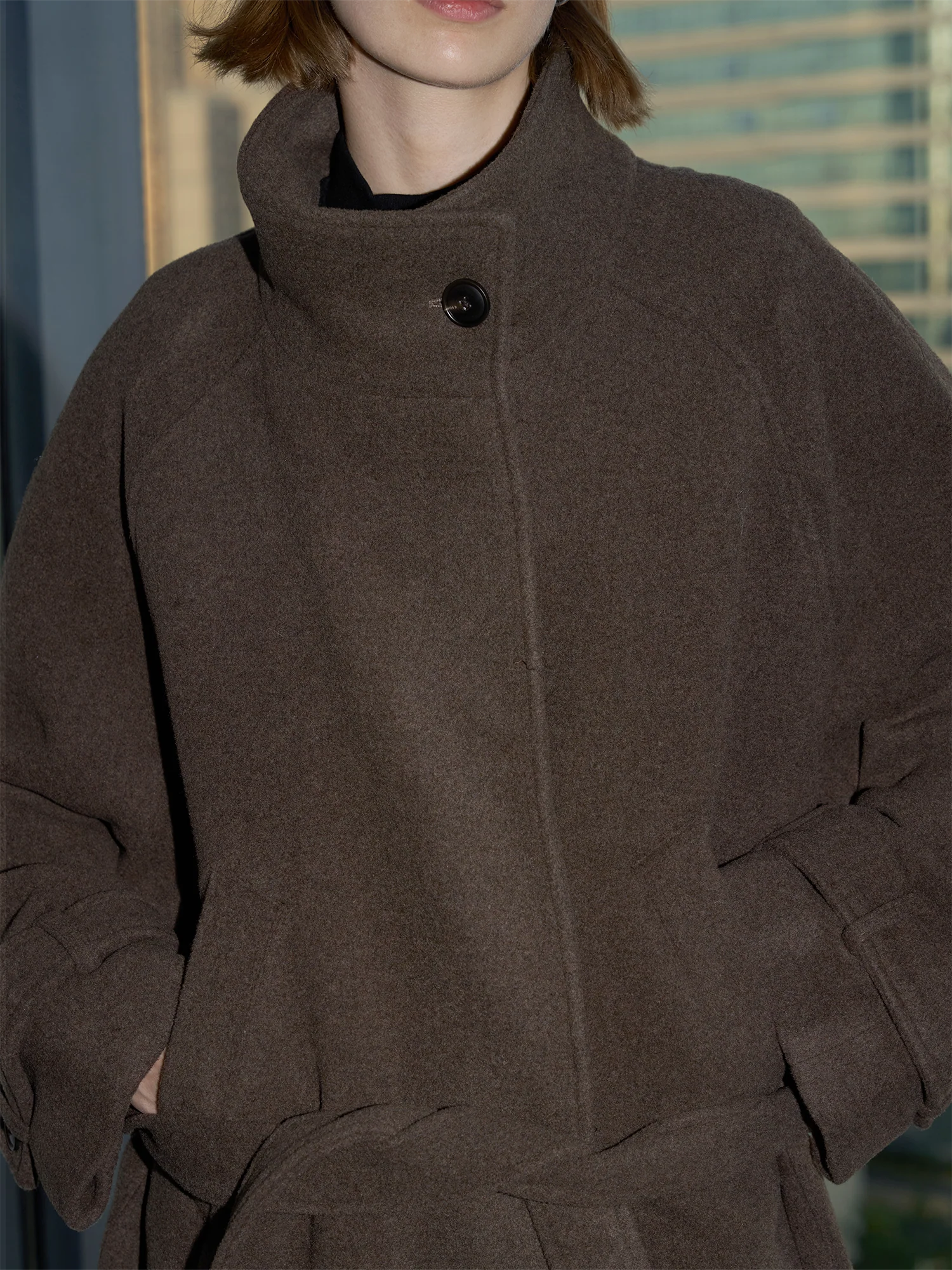 LABELROOM Essential Wool-Blend Funnel Belted Coat