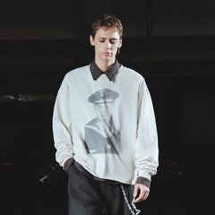 RICHILL Retro Naval Graphic Crewneck Long-Sleeve Tee