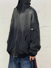 RELABEL Gradient Washed Panel Hooded Jacket Black