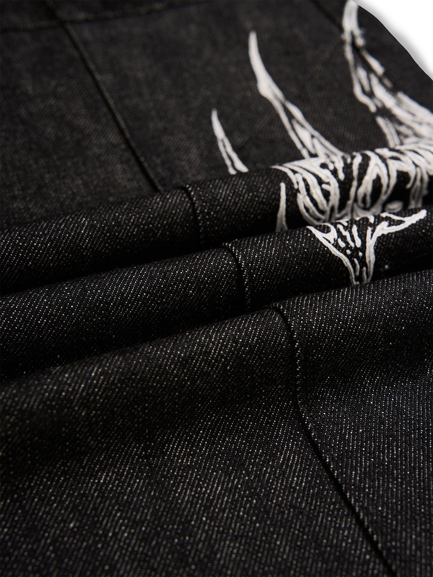 FLYERRER Abstract Graphic Flared Raw Jeans