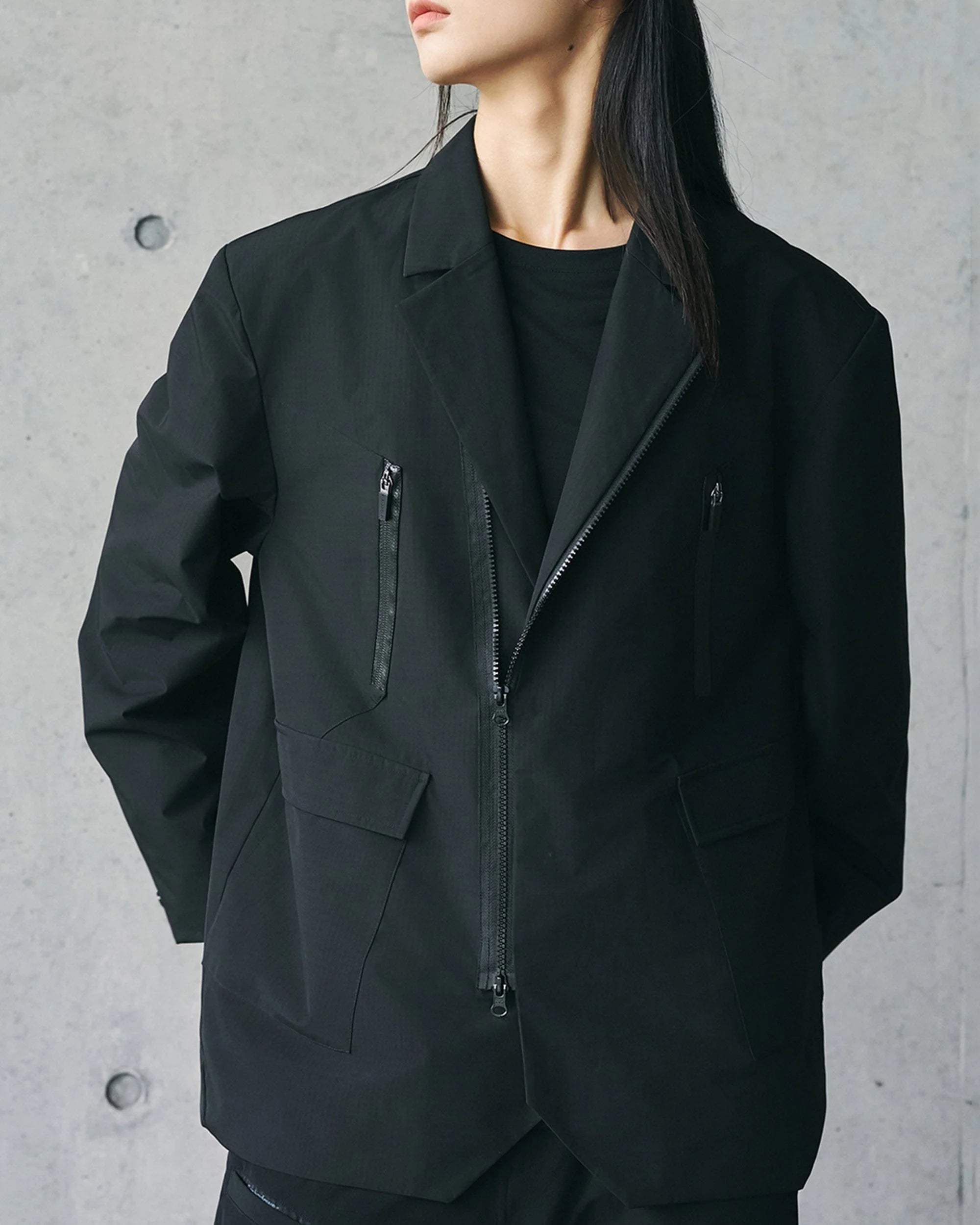 ENSHADOWER Modern Multi-pocket Zipper Outdoor Blazer