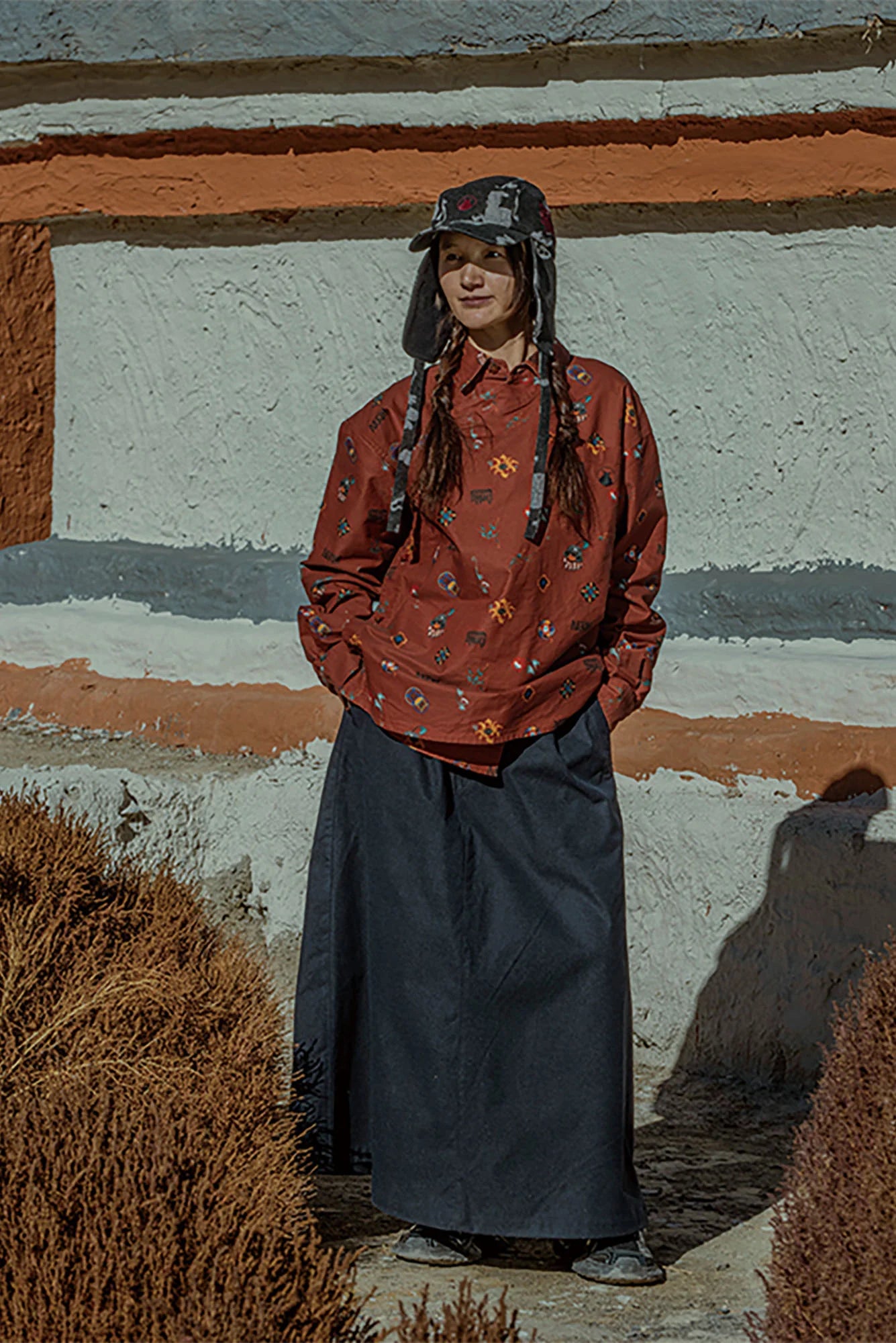 NERHI Asym Tribal Totem Full-Print Shirt