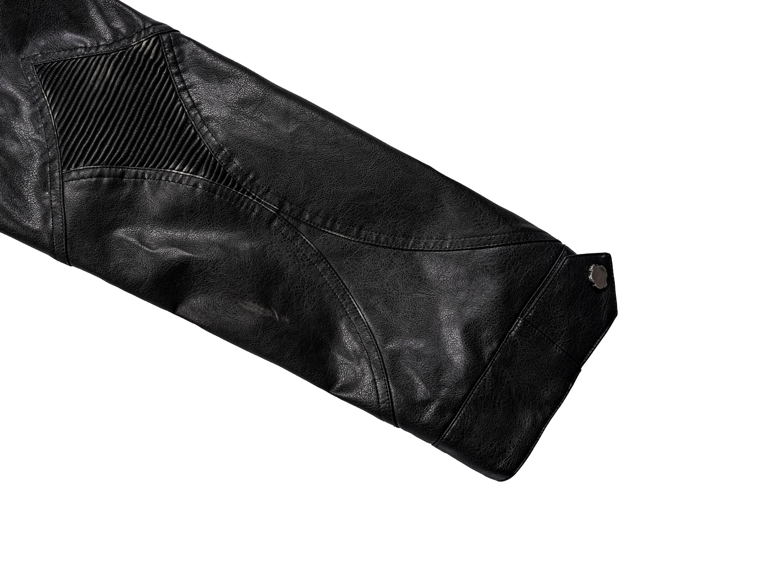 UNDERWATER Distressed Midnight Fang Faux Leather Biker Jacket