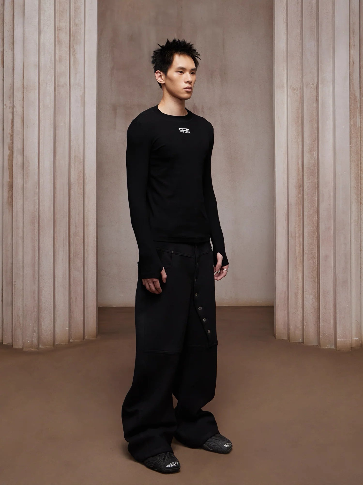 DND4DES Asym Buttoned Wool-Blend Oversized Pants