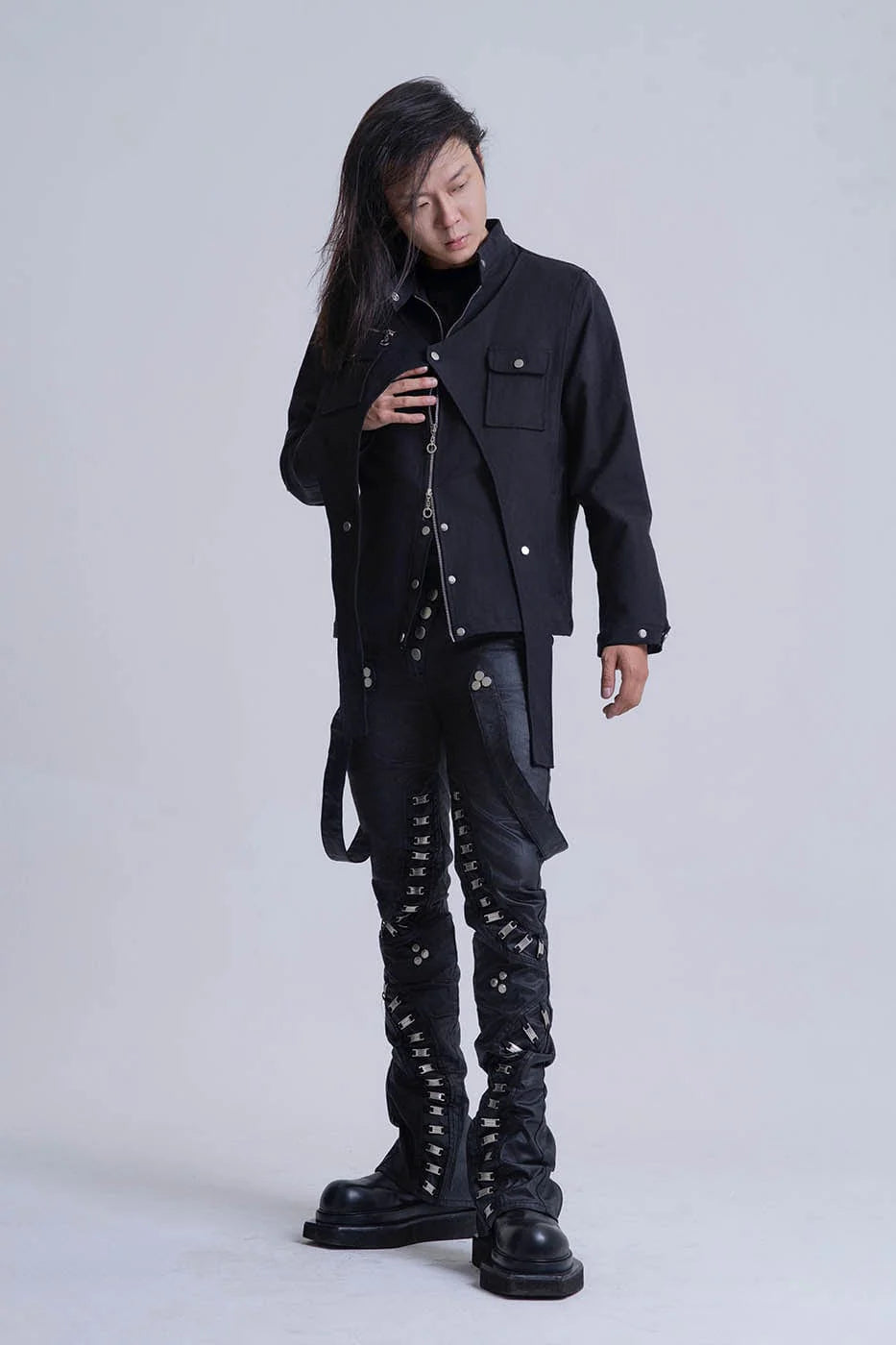 INSIDE OUT Exoskeleton Strapped Zipper Pants