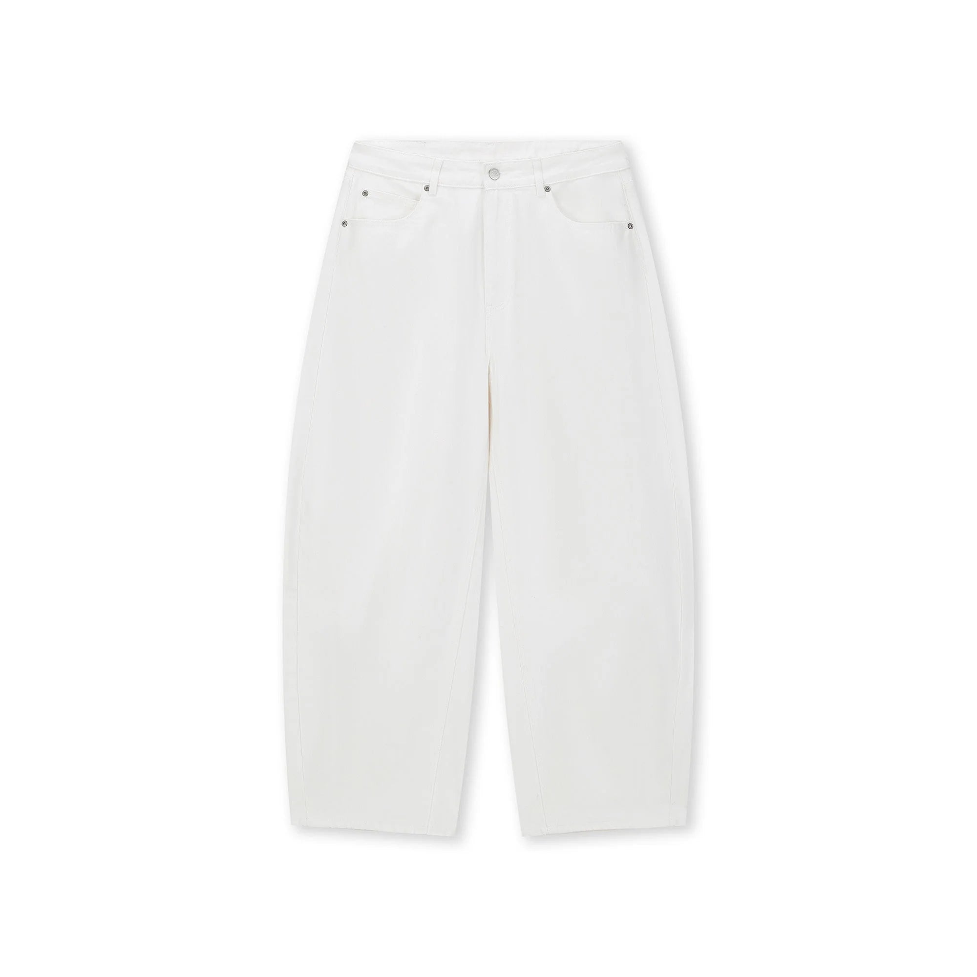 BONELESS Washed Ripped Hem Curved Baggy Jeans