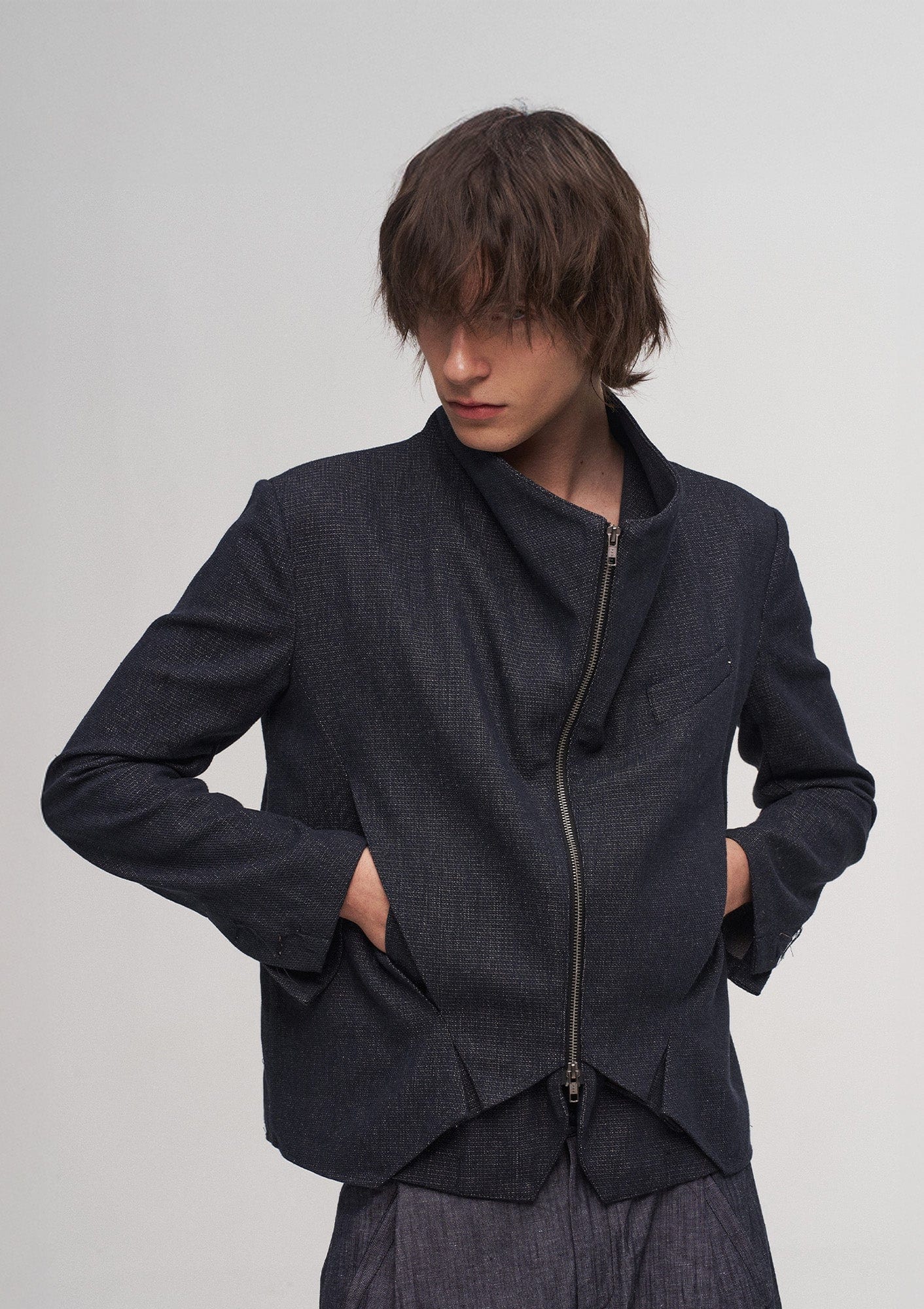 ILNya Nieternite Nifutur Double-Layer Weave Linen Jacket Blue